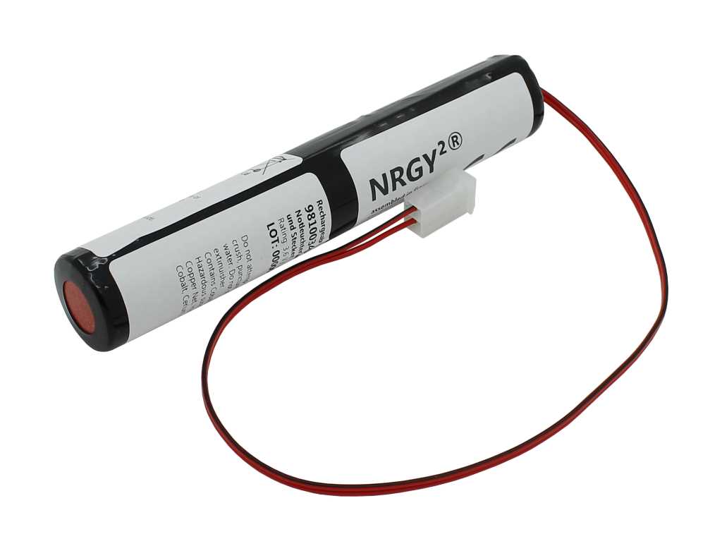 Notleuchtenakku NiMH 3,6V 1800mAh L1x3 Sub-C mit 300mm Kabel und Stecker