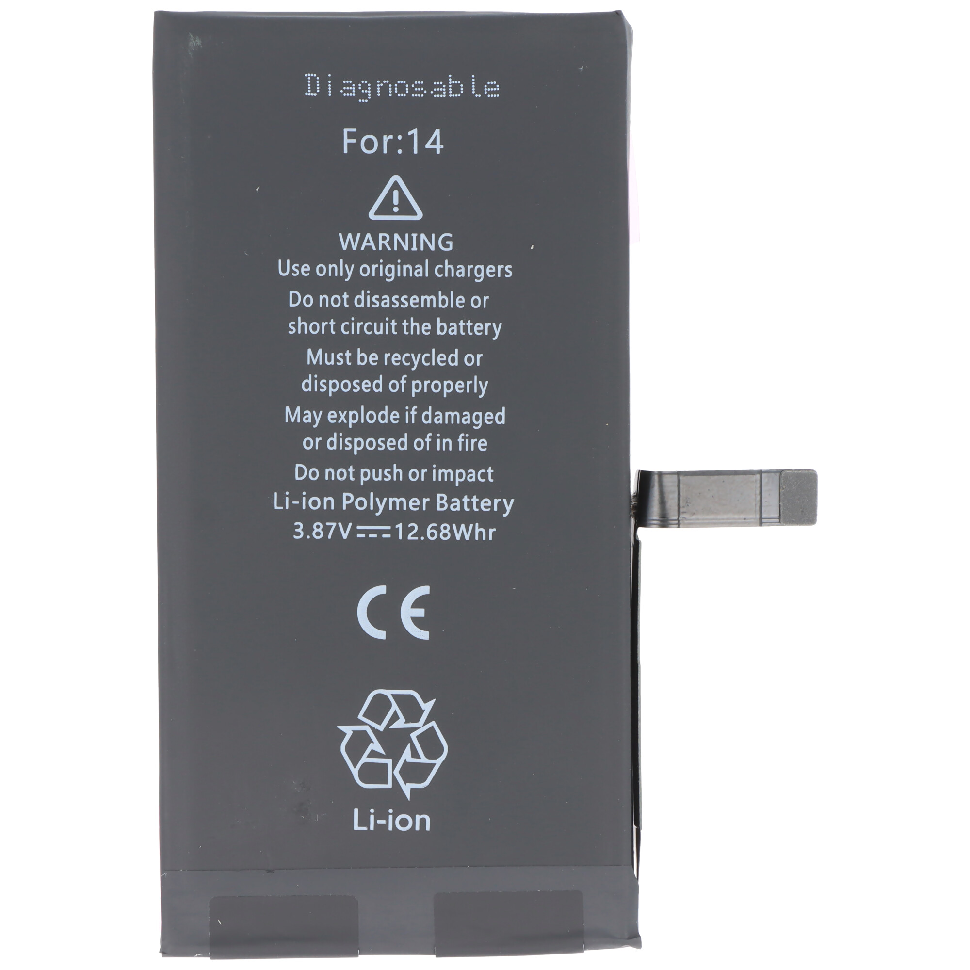 Akku passend für Apple iPhone 14, diagnostizierbar, Li-Polymer, 3,87V, 3279mAh, 12,68Wh, ohne Werkzeug