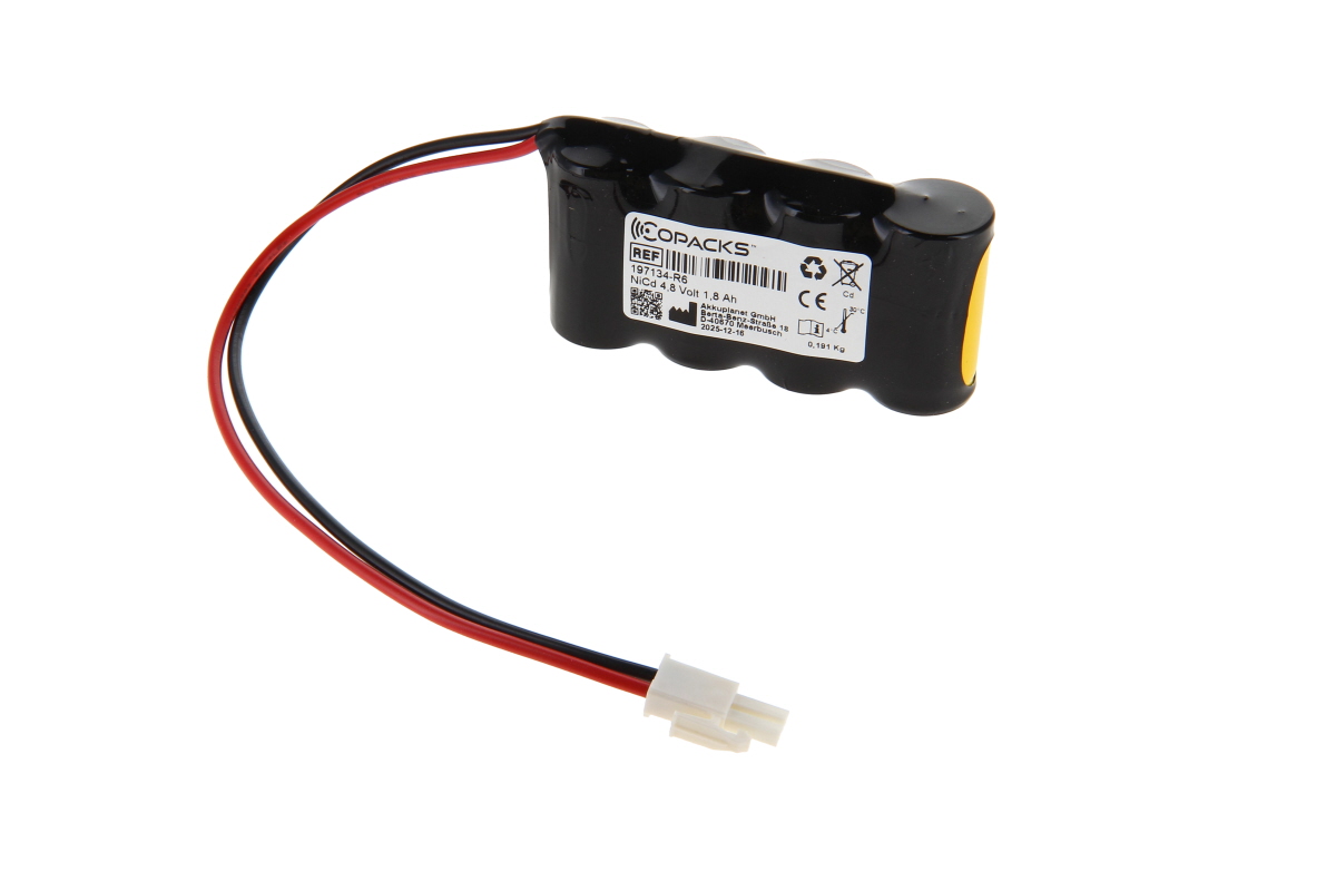 CoPacks NC Akku Not- und Sicherheitsbeleuchtung - Sub C-Size - 4,8 V 1800 mAh 89x22,5x45 mm (Hertek)