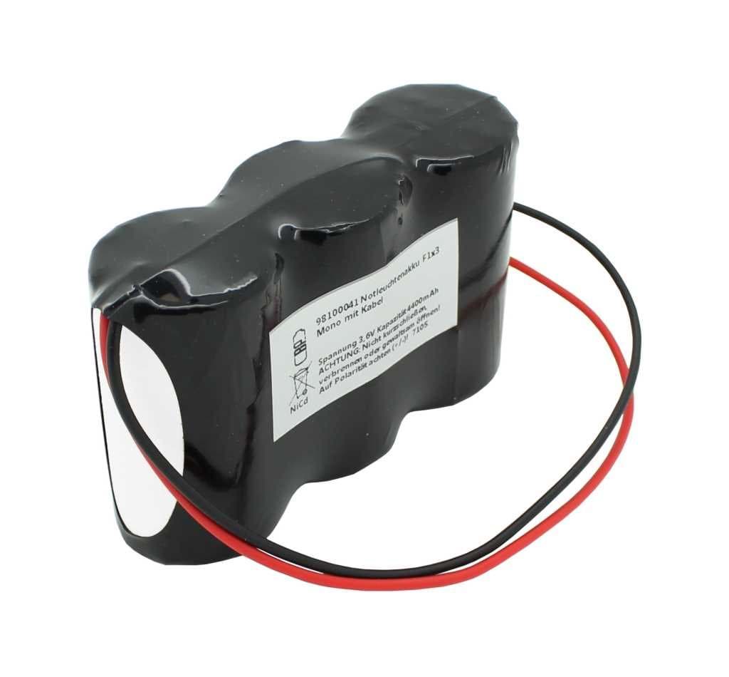 Notleuchtenakku NiCd 3,6V 4500mAh F1x3 Mono D mit 200mm Kabel einseitig ersetzt 3,6 V Akku