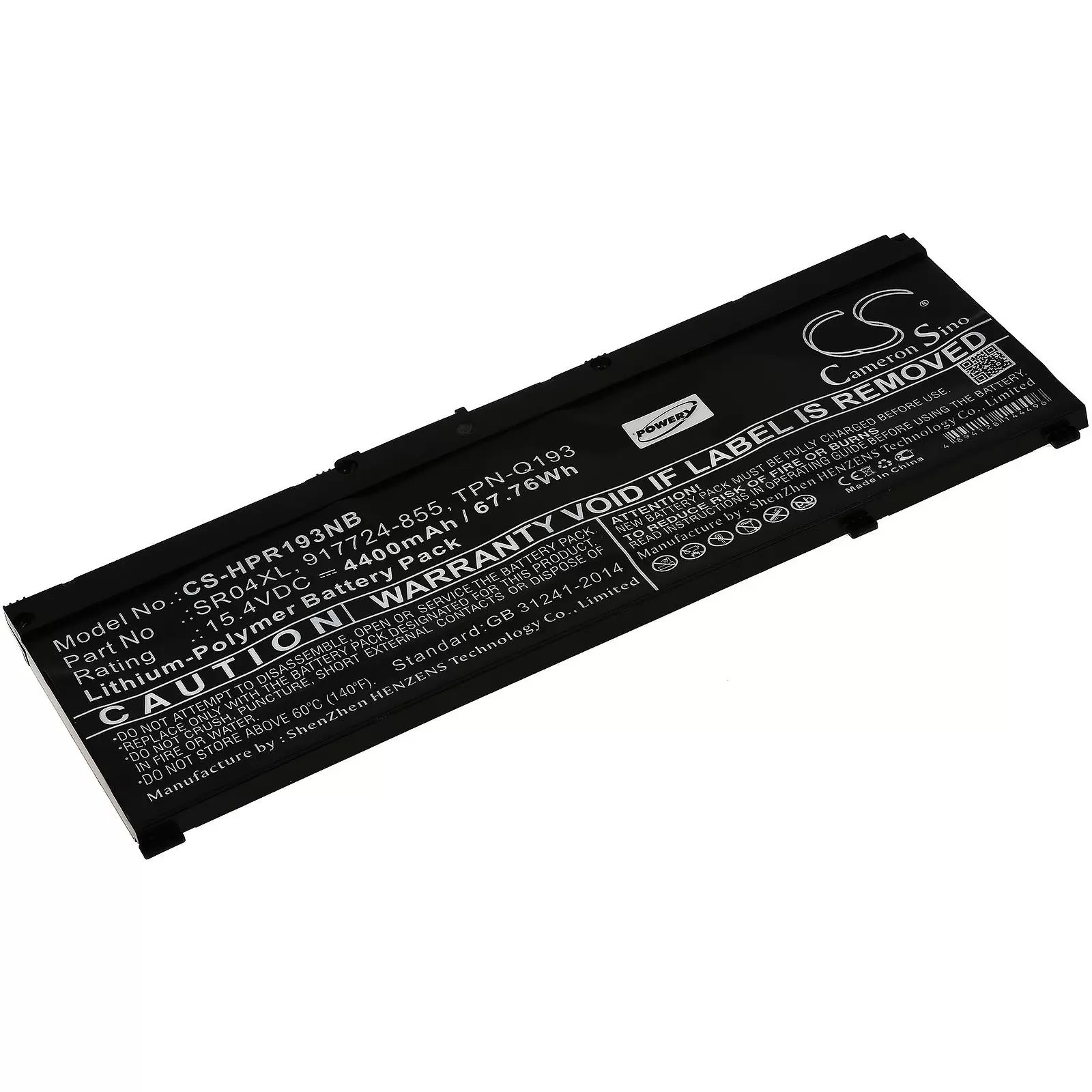 Akku passend für Laptop HP Omen 15-ce000ng / 15-ce002ng / Typ SR04XL u.a. - 15,4V - 4400 mAh
