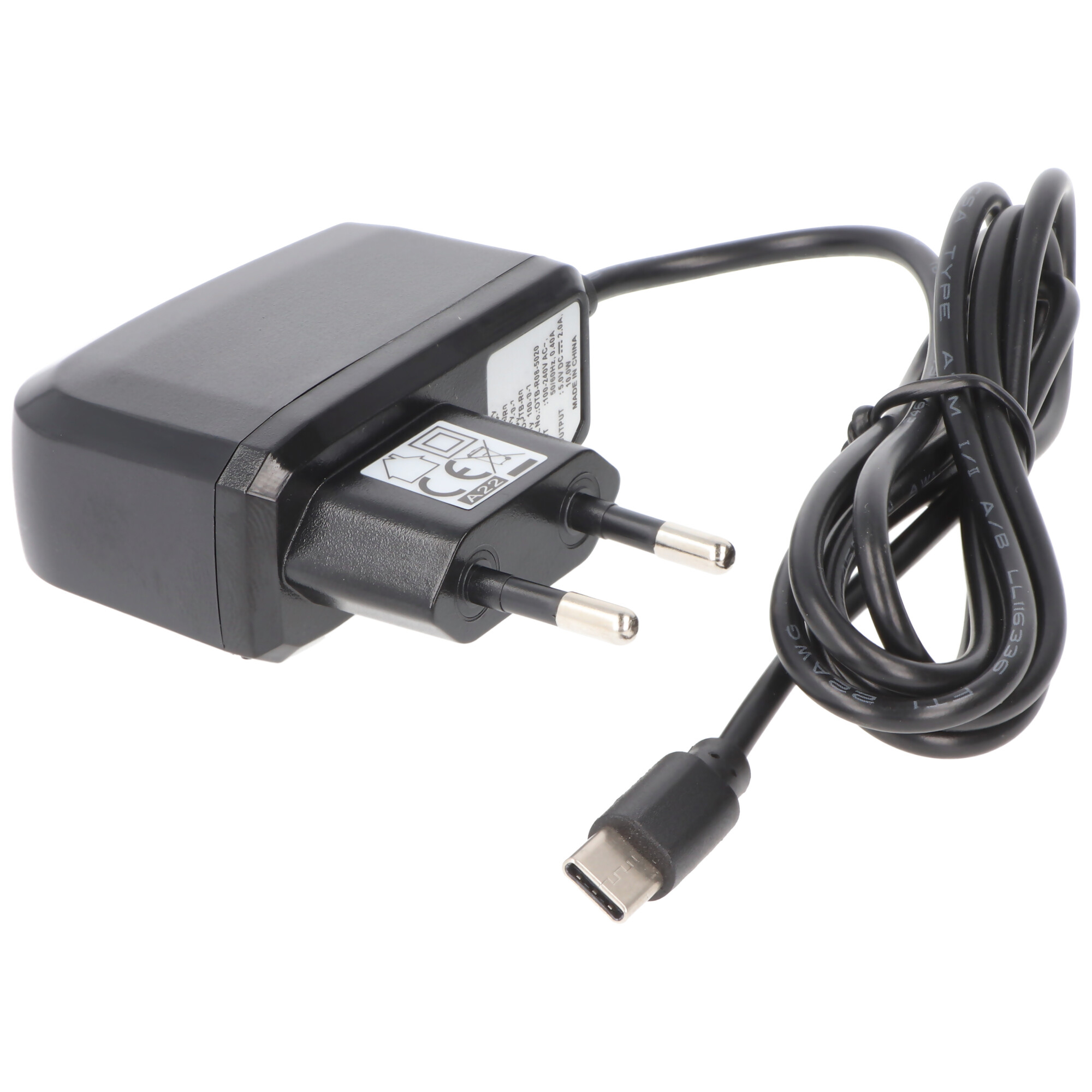 Ladegerät mit USB-C Stecker auf USB A 3.0, mit Ladestrom 2A, Kabel 1,2 Meter