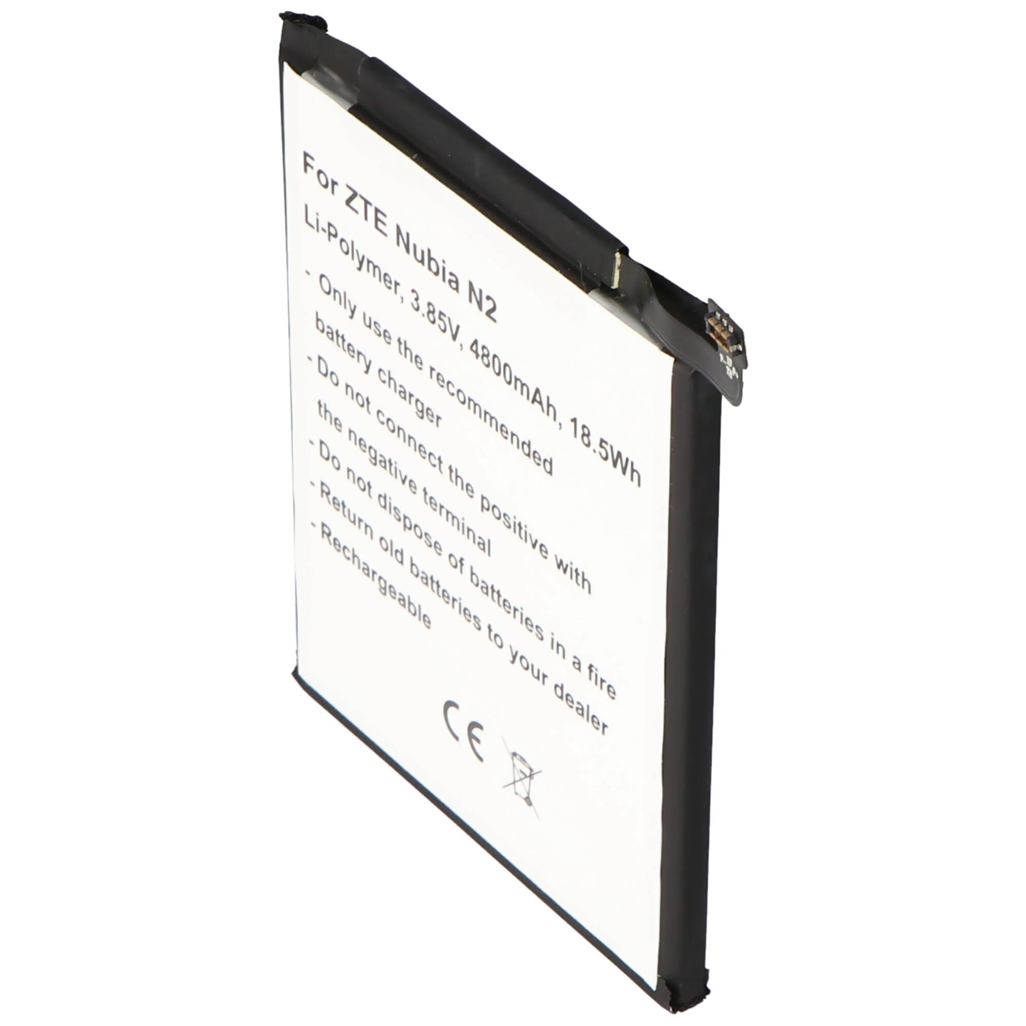 Akku passend für ZTE Nubia N2, Li-Polymer, 3,85V, 4800mAh, 18,5Wh, built-in, ohne Werkzeug