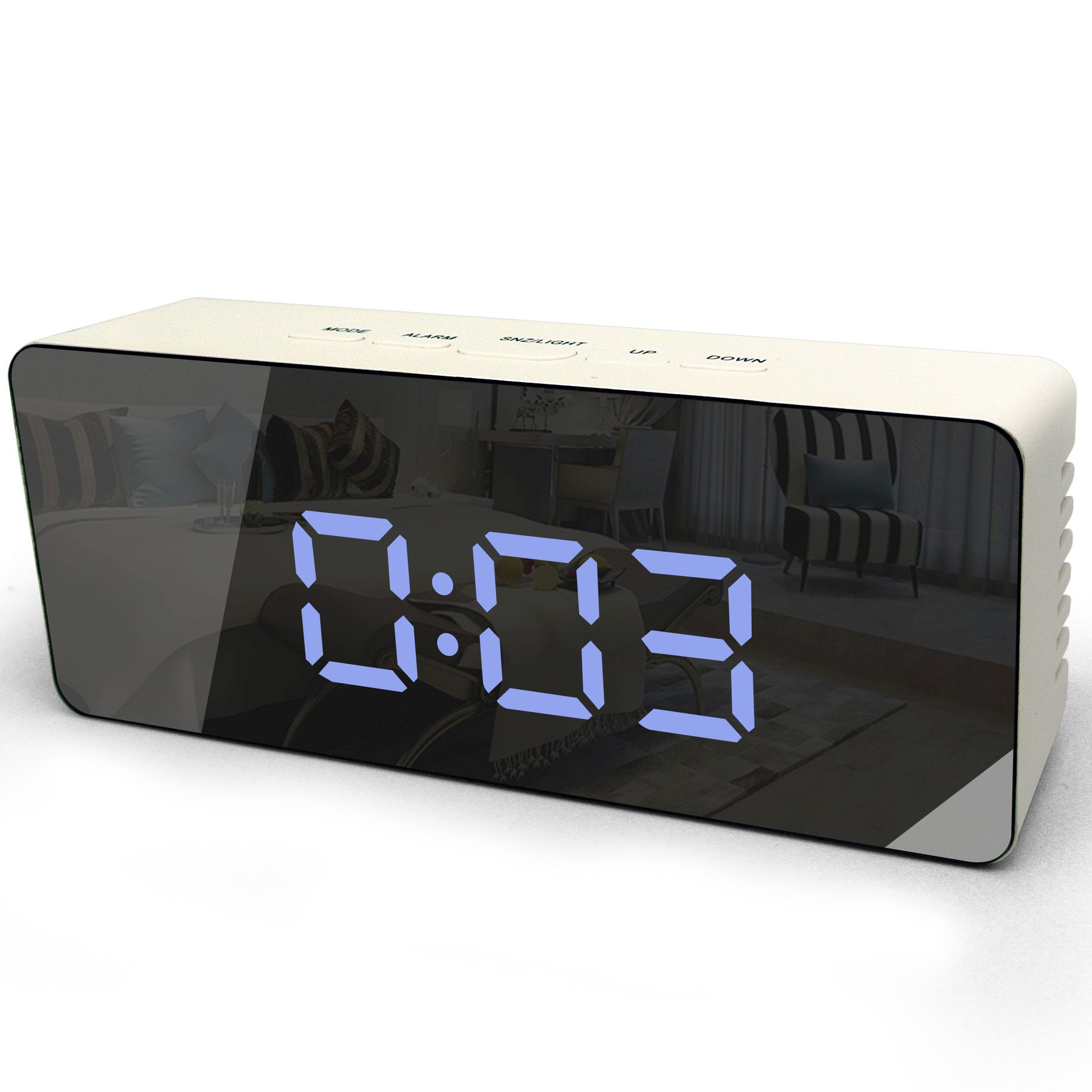 WT 475 - Quarzuhr mit Spiegeldisplay, 12/24h Zeitanzeige mit Innentemperaturanzeige