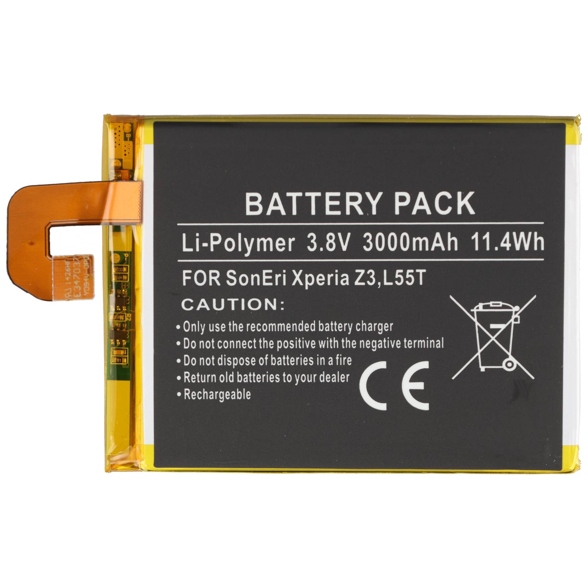 Akku passend für Sony Ericsson Xperia Z3, L55T, L55U, LIS1558ERPC 3000mAh