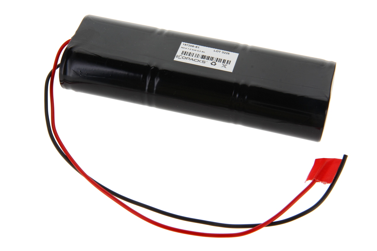 CoPacks NC Akku Not- und Sicherheitsbeleuchtung - D-Size - 7,2 V 4500 mAh 180x66 mm (Kabel, offenes Ende)