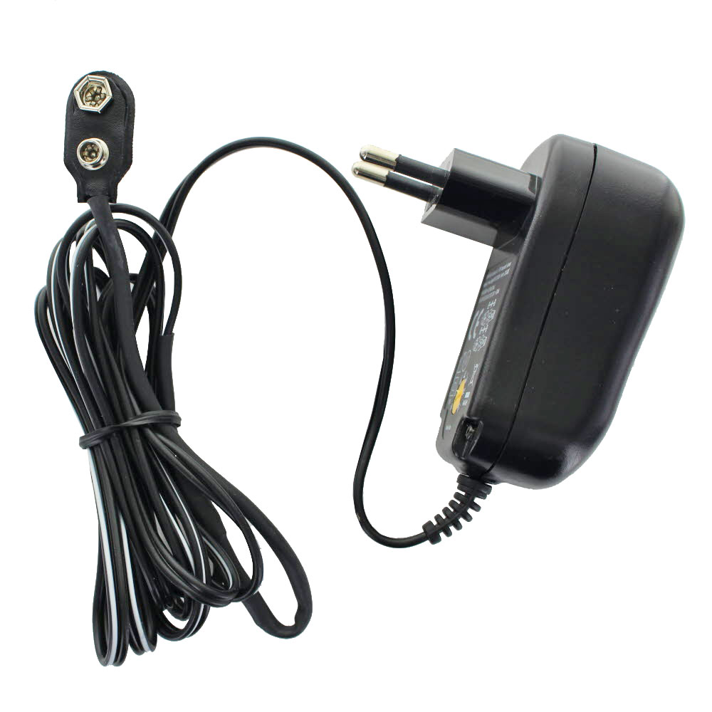 Universalnetzteil mit 9 Volt Batterieanschluss, perfekt um klassische 9 Volt Batterien oder Akkus zu ersetzen, max. 1000mA Ladestrom