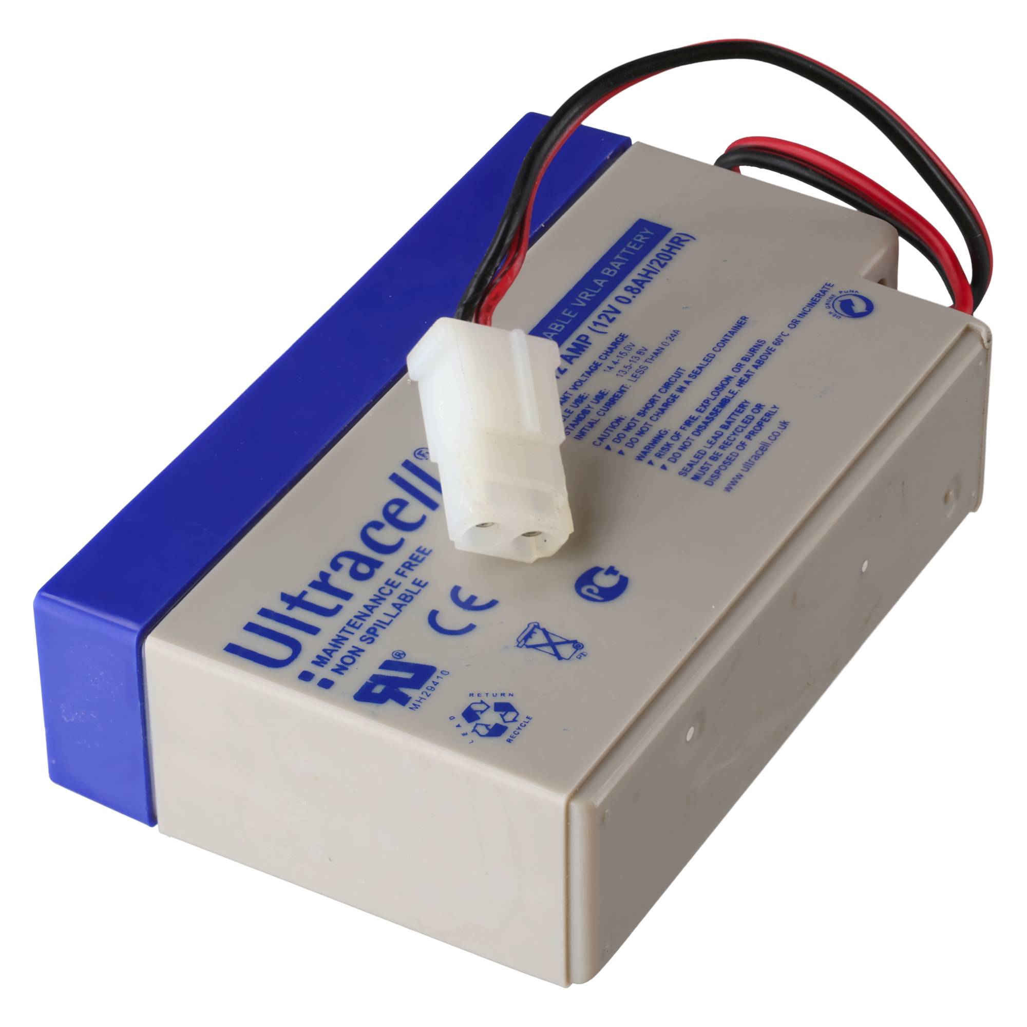 UL0.8-12 Ultracell Blei Akku 12 Volt 0,8Ah mit Kabel und AMP-Stecker (bitte unbedingt Stecker mit Ihrem vergleichen)