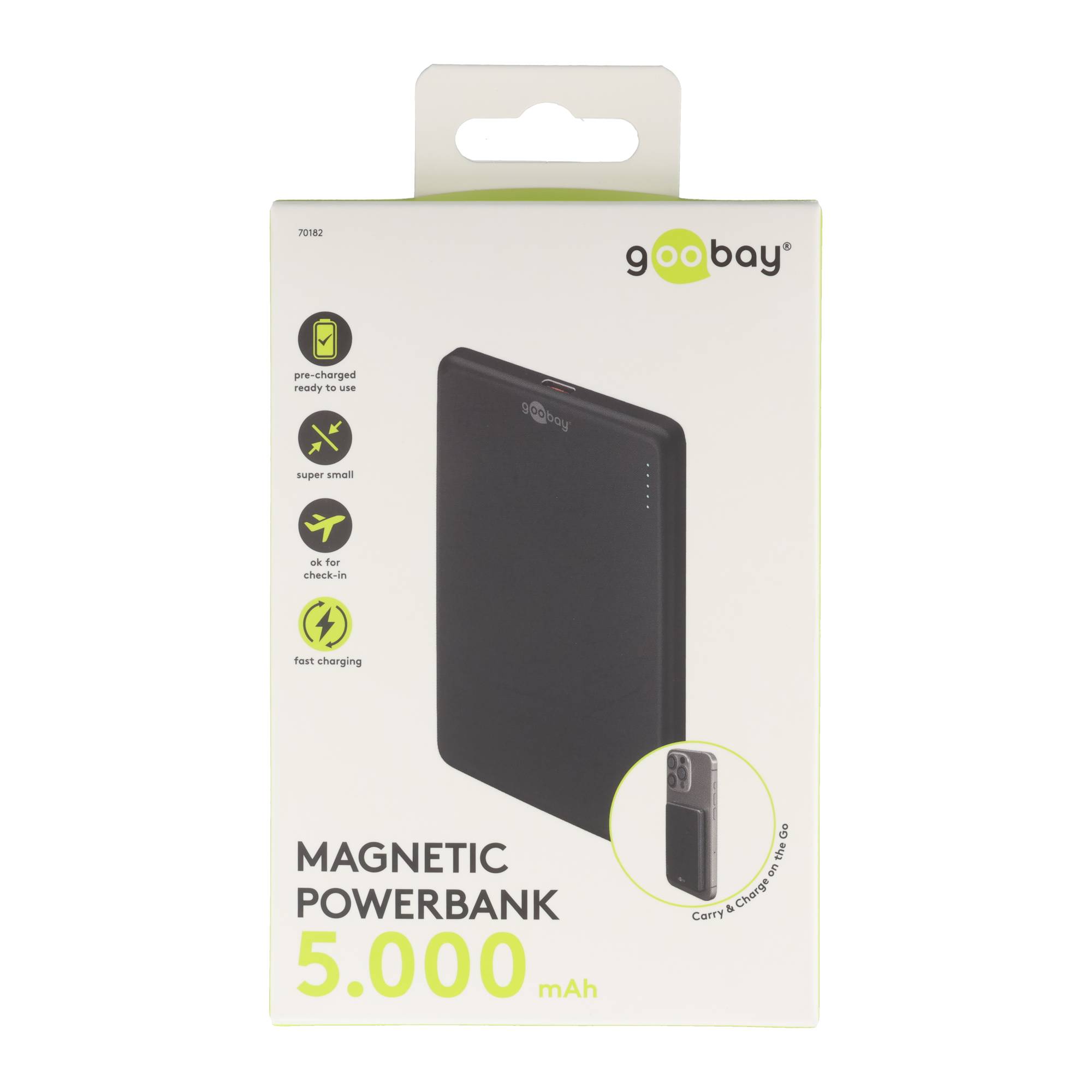 Magnetische Wireless Powerbank mit 5.000mAh, haftet magnetisch an der Handyrückseite, ultraleichte Mini-Powerbank