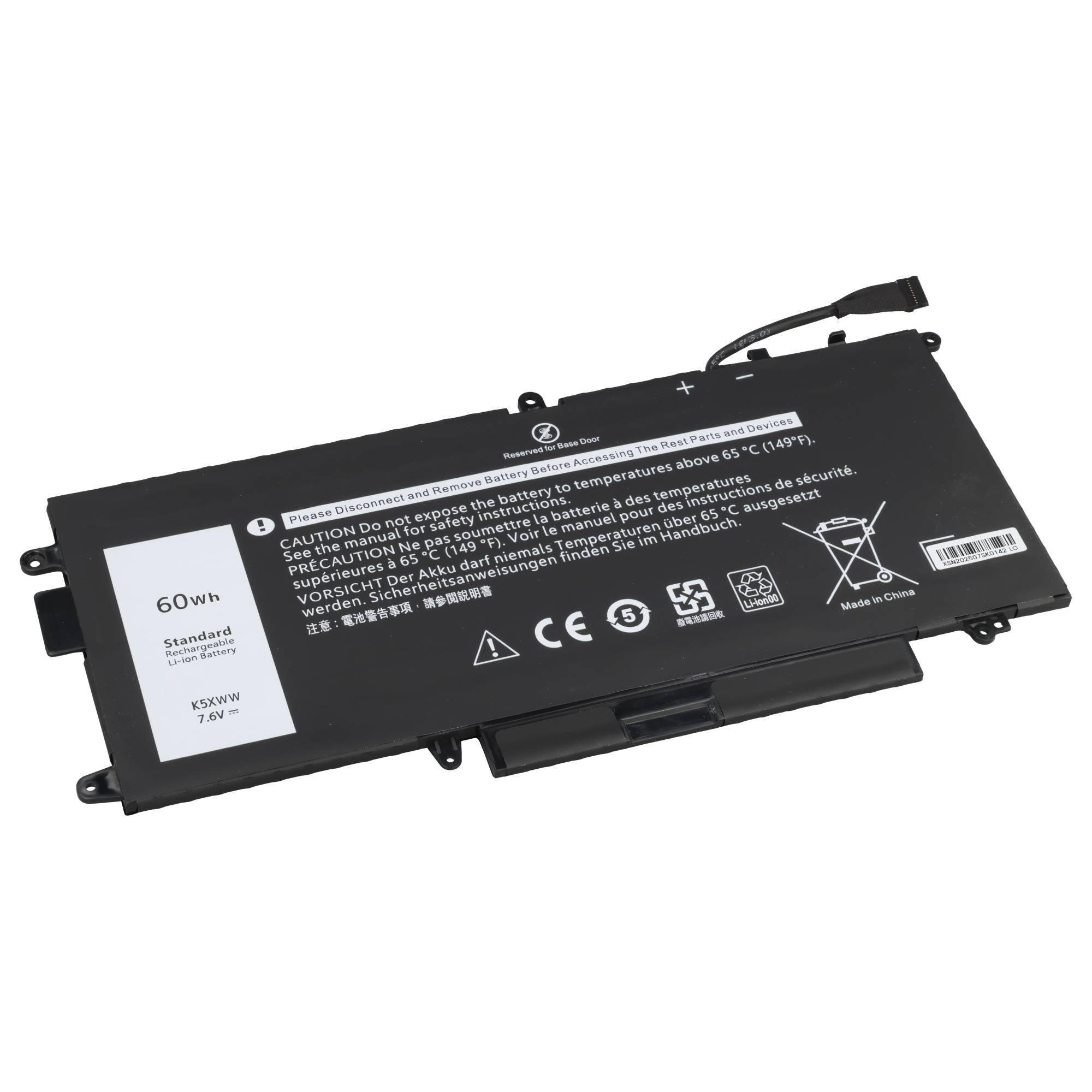Akku passend für Dell Latitude 7390 2in1, Li-Polymer, 7,6V, 7894mAh, 60,0Wh, ohne Werkzeug
