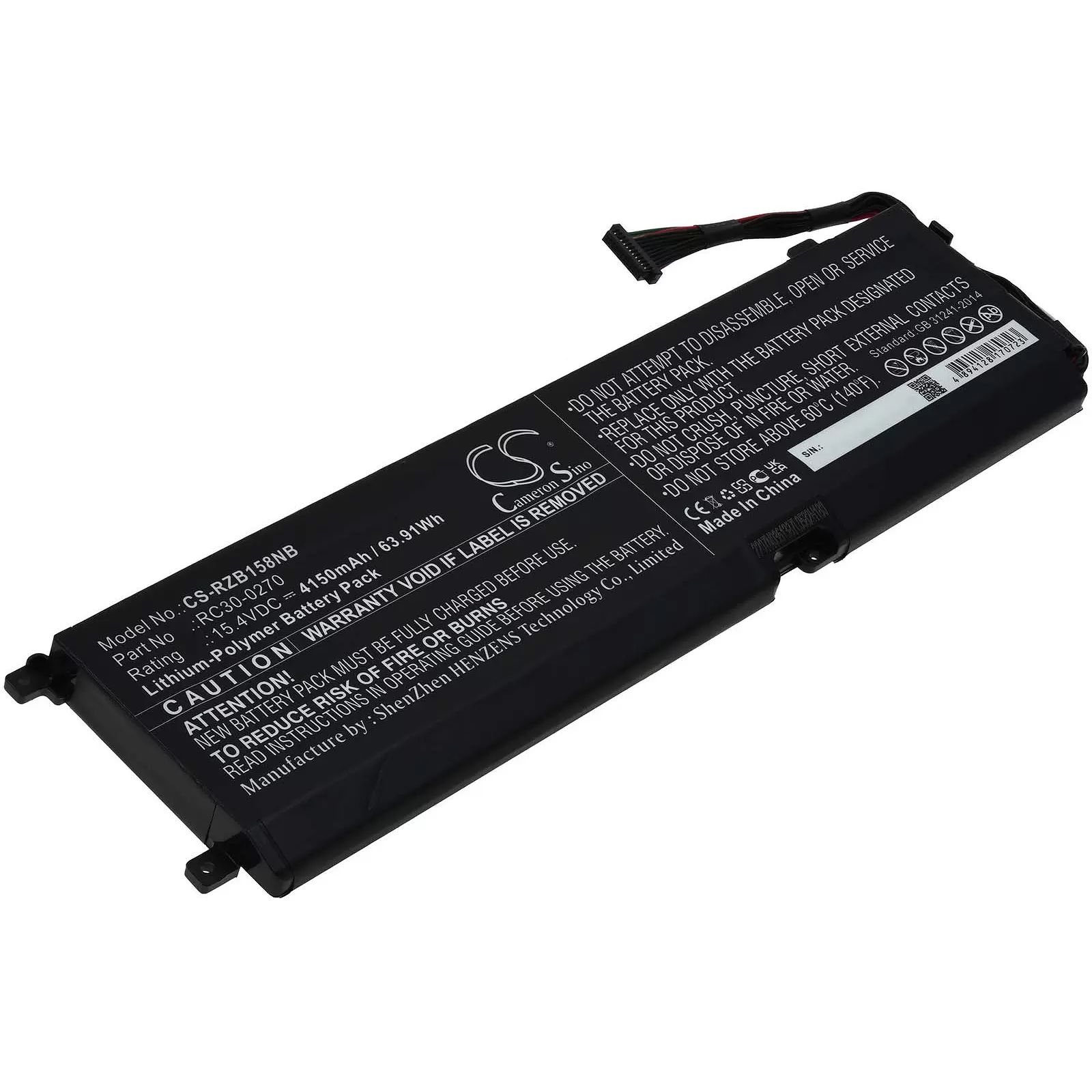 Akku für Gaming-Laptop Razer Blade 15 2018 / RZ09-03009 / Typ RC30-0270 - 15,4V - 4150 mAh