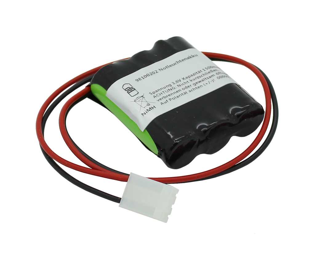 Notleuchtenakku NiMH 3,6V 1500mAhF1x3 Mignon mit 300mm Kabel 0,75mm² und Stecker passend für Beghelli 415.097.000