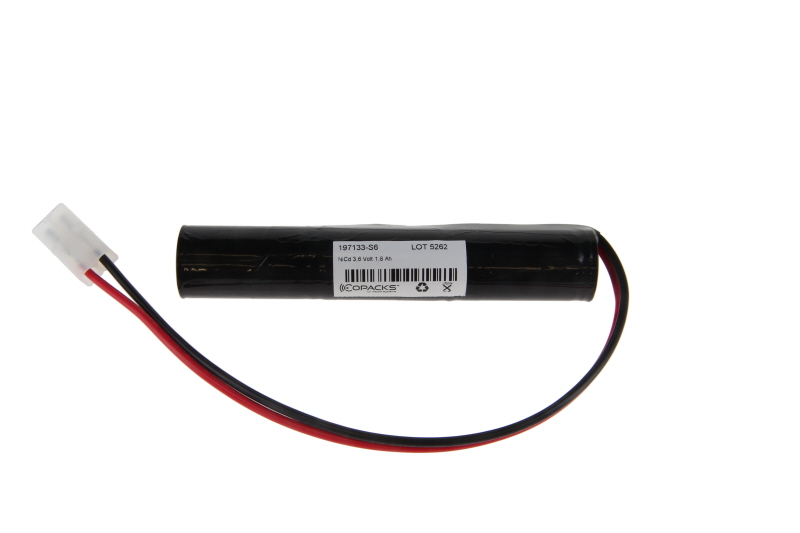 CoPacks NC Akku Not- und Sicherheitsbeleuchtung - Sub C-Size - 3,6 V 1800 mAh 129x22 mm (JST LF Buchse)