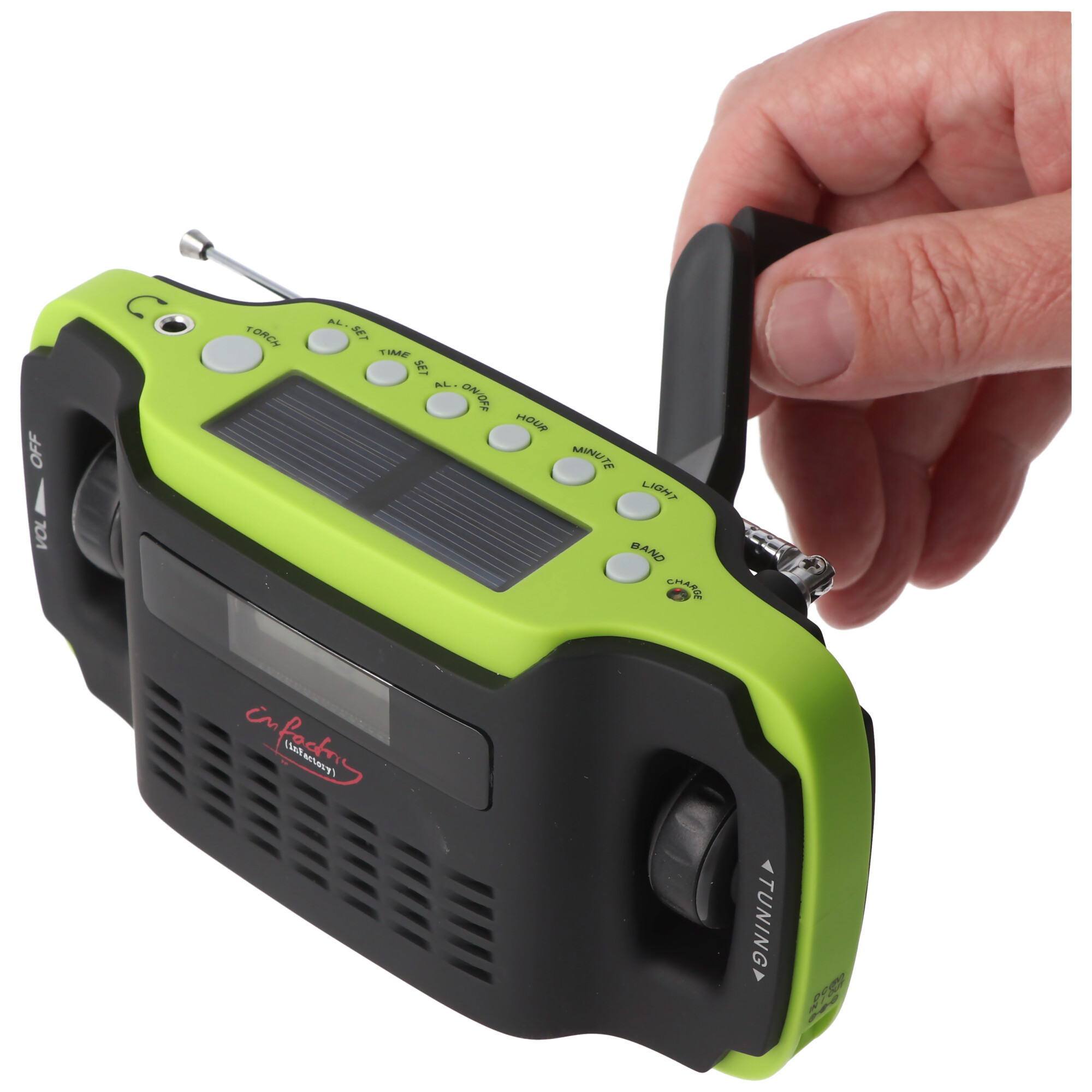Solar-Dynamo-Koffer-Radio mit LED-Taschenlampe, keine Batterien erforderlich