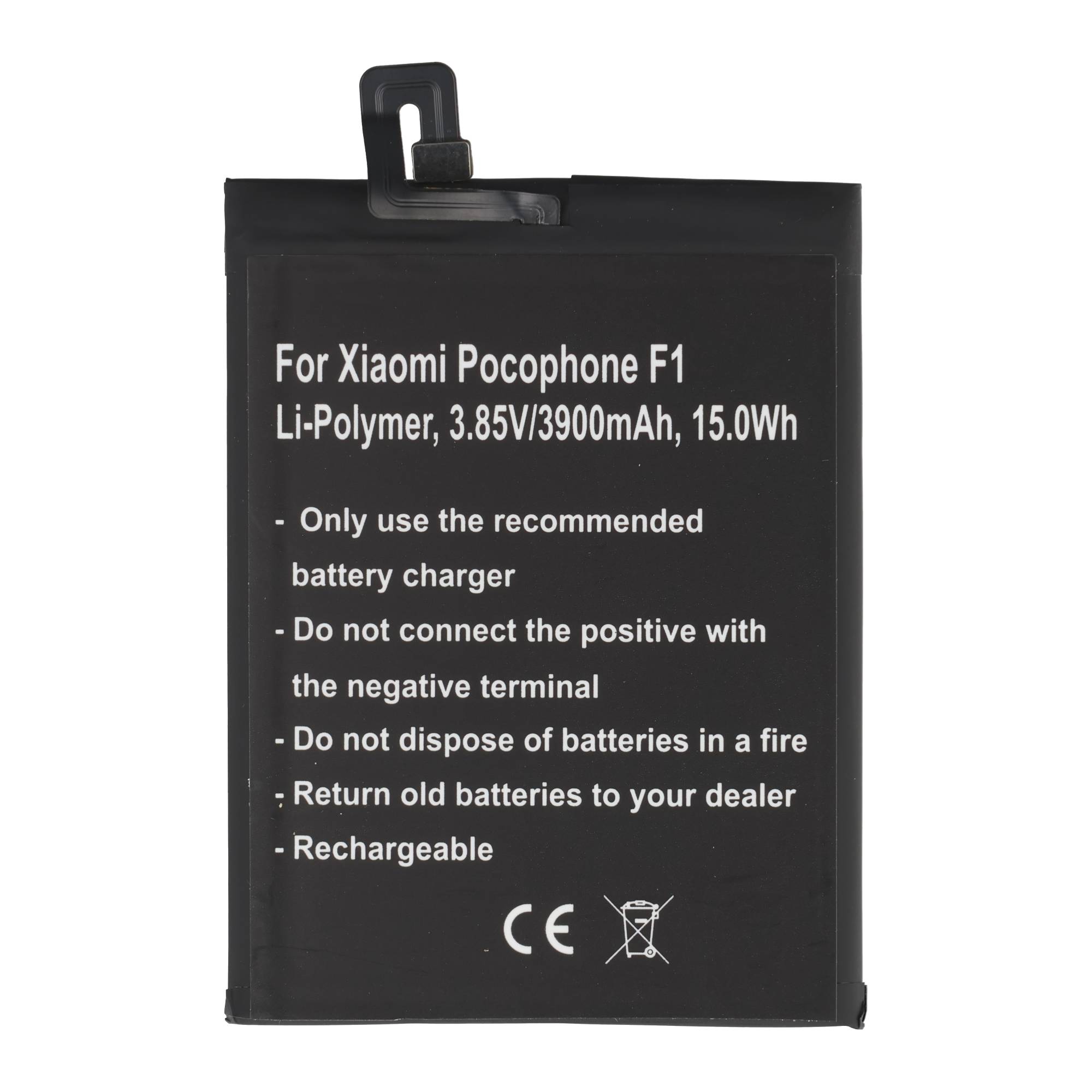 Akku passend für Xiaomi Pocophone F1, Li-Polymer, 3,85V, 3900mAh, 15Wh, bulilt-in, ohne Werkzeug