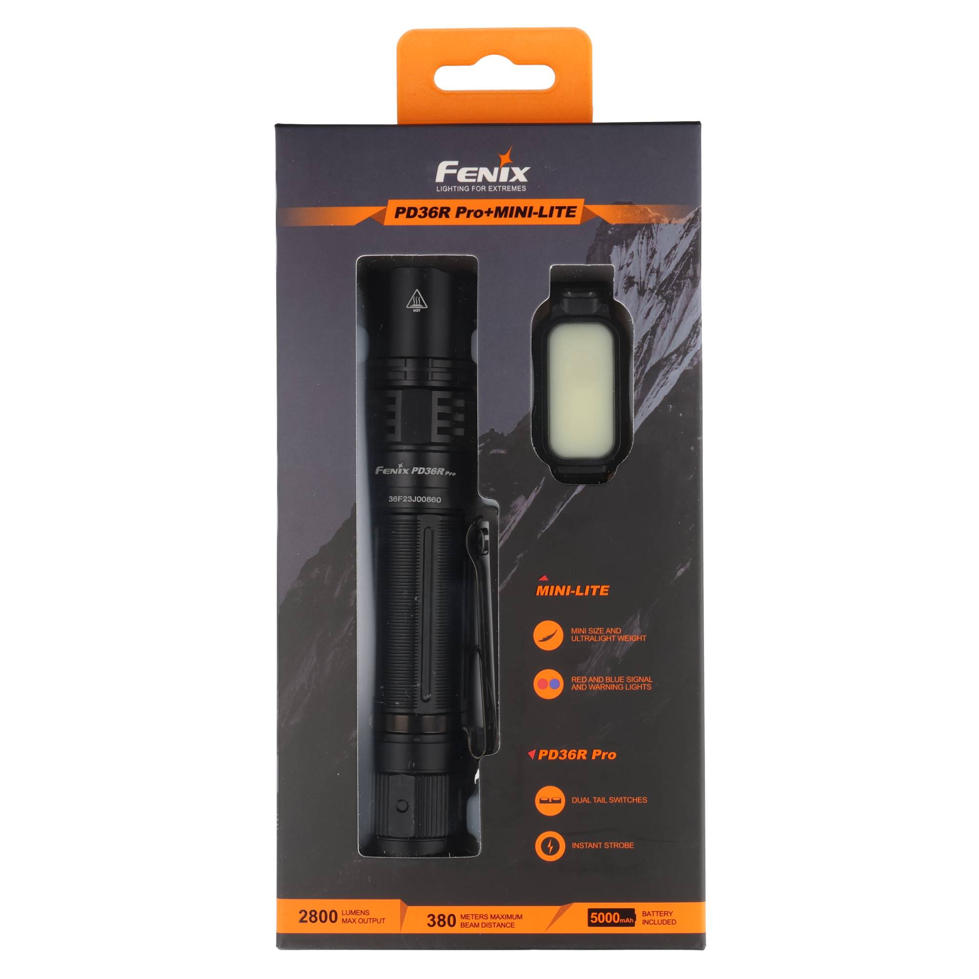 Fenix PD36R PRO mit gratis Universalleuchte, schwarz