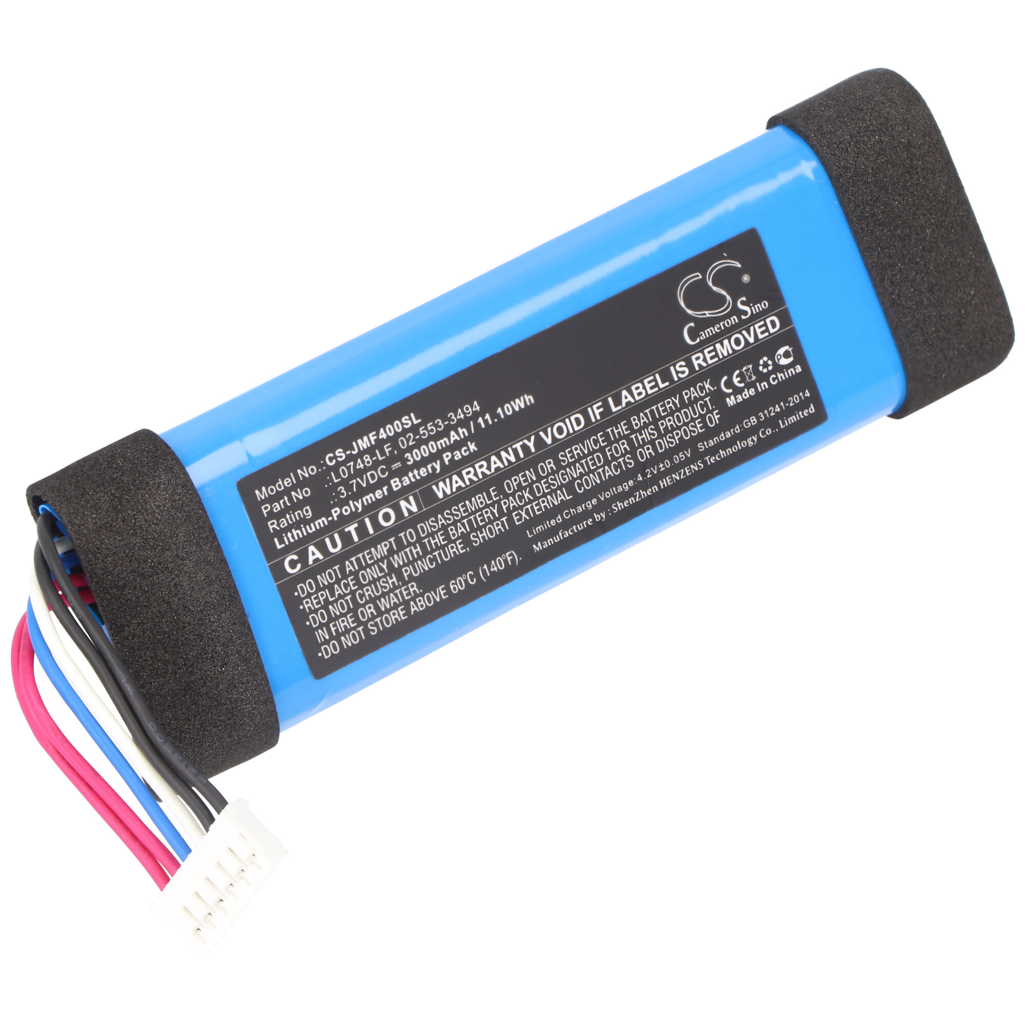Akku Ersatz für JBL Flip Essential für Lautsprecher Boxen Speaker (3000mAh, 3.7V, Li-Polymer) wie 0748-LF, 02-553-3494, 94x30,85x11,10mm