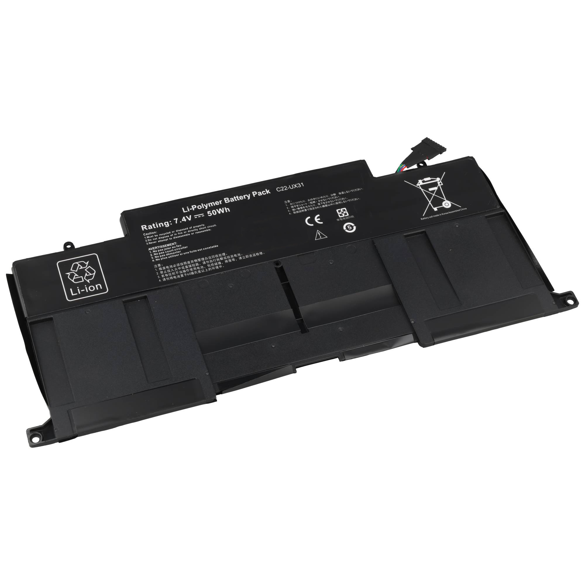 Akku für Asus UX31, UX31 Ultrabook, UX31A, UX31A-R4004H, UX31E Ultrabook, UX31E-DH72, UX31KI3517A, ZenBook UX31, Zenbook UX31A, ZenBook UX31, C22-UX31 7,4 Volt 6800mAh