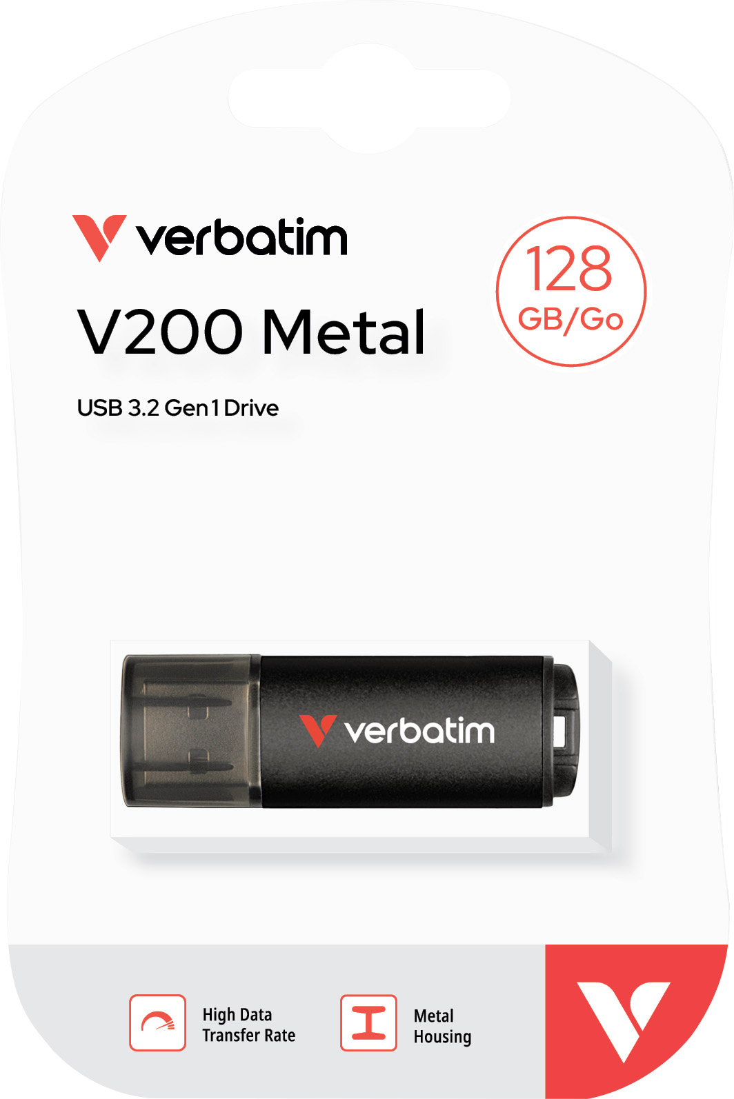 Verbatim USB 3.2 Stick 128GB, V200 Metal, schwarz Typ-A, (R) 200MB/s, (W) 80MB/s, Retail