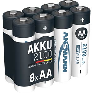 Ansmann NiMH Akku Mignon AA 2100 mAh maxE, 1,2 Volt, 8er Sparpack, perfekt für den alltäglichen Gebrauch