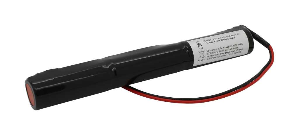 Notleuchtenakku NiMH 3,6V 4200mAh L1x3 7/5 Sub-C mit 200mm Kabel passend für Olympia-Notbeleuchtung