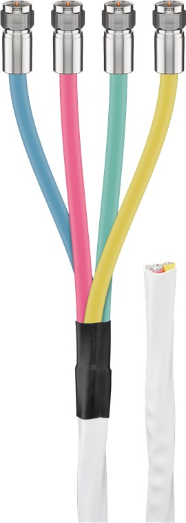 Goobay 80 dB Quattro Koax-Antennenkabel-Set, doppelt geschirmt, CCS - doppelt geschirmtes CCS-Kabel für den Quattro LNB-Anschluss inkl. 4x F-Stecker