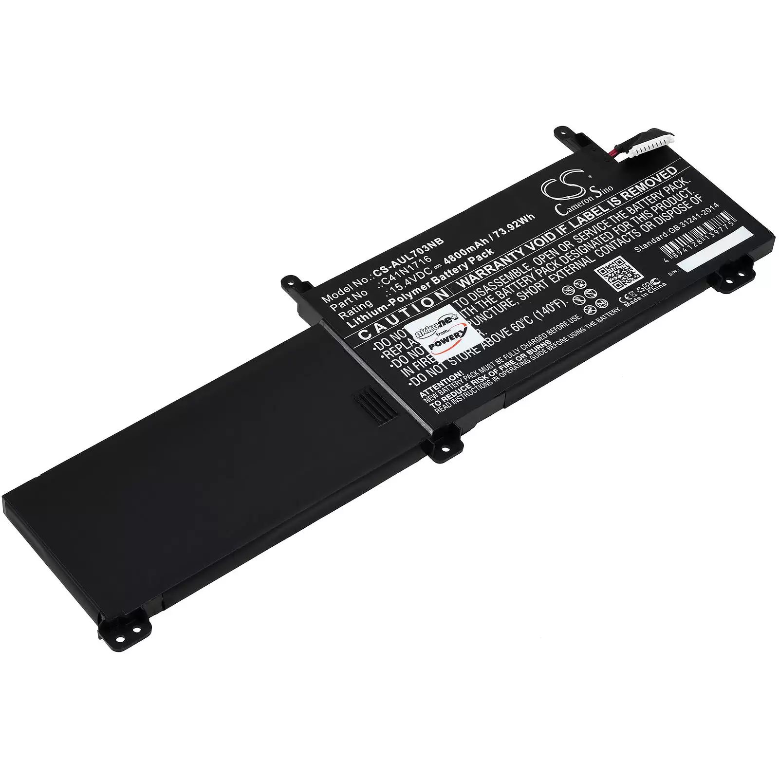 Akku passend für Laptop Asus ROG Strix GL703GM, GL703GM-xxx, Typ C41N1716 - 15,4V - 4800 mAh