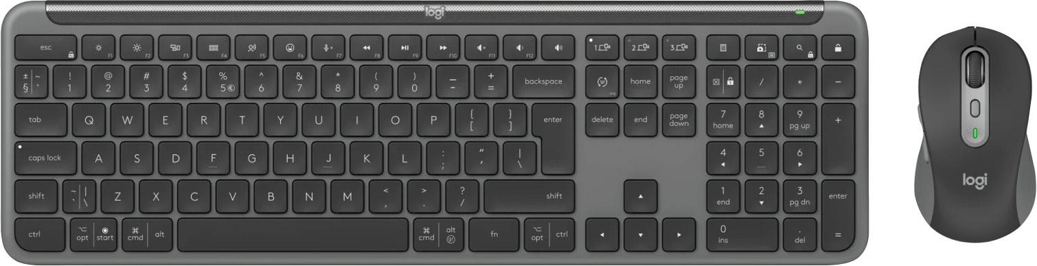 Logitech Tastatur-Maus Set MK950, Wireless, grafit Slim Combo, DE, Optisch, max. 4000 dpi, Business