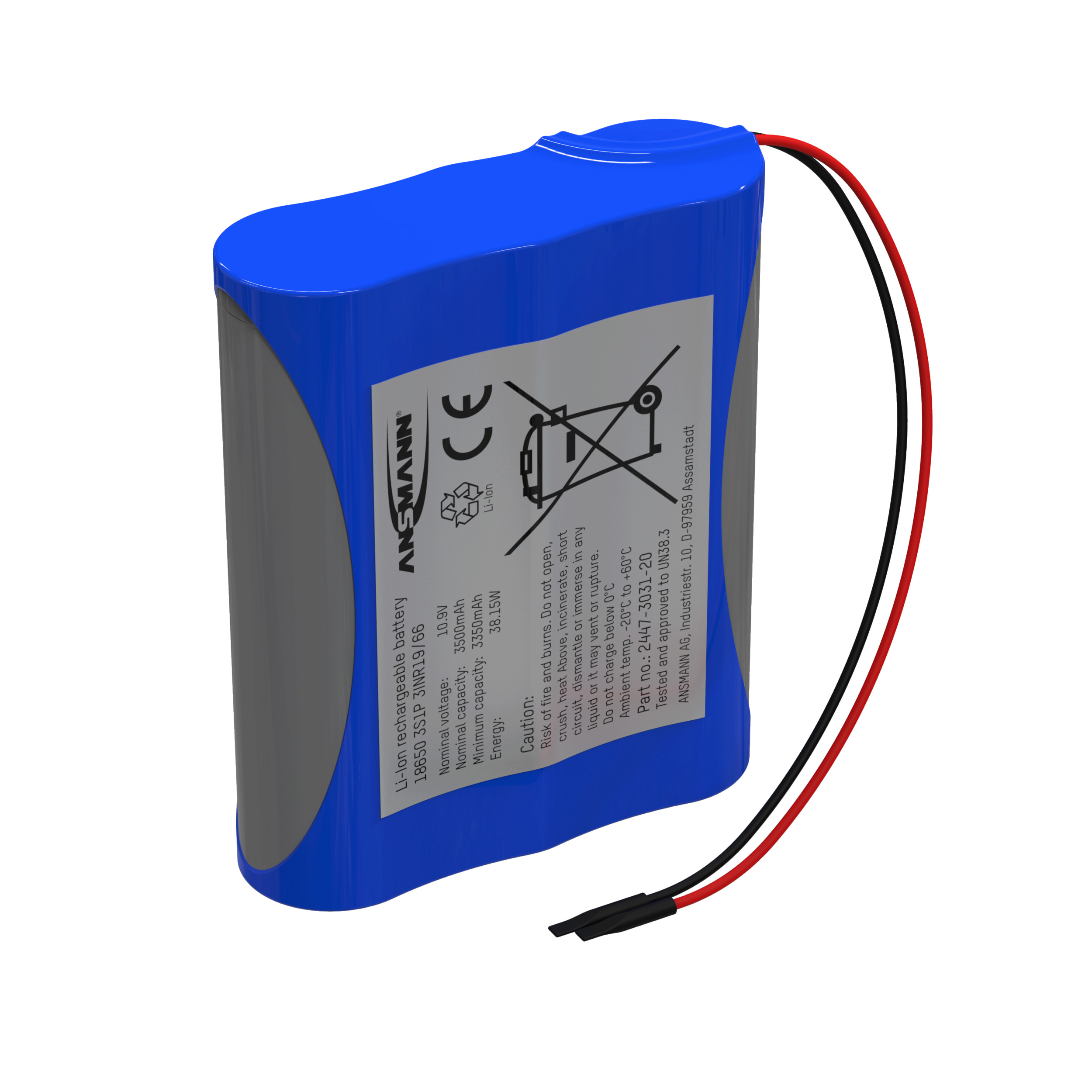 Ansmann, Lithium-Ionen Akkupack 10,9 Volt / 3500 mAh / 3S1P, ideal für mobile Anwendungen