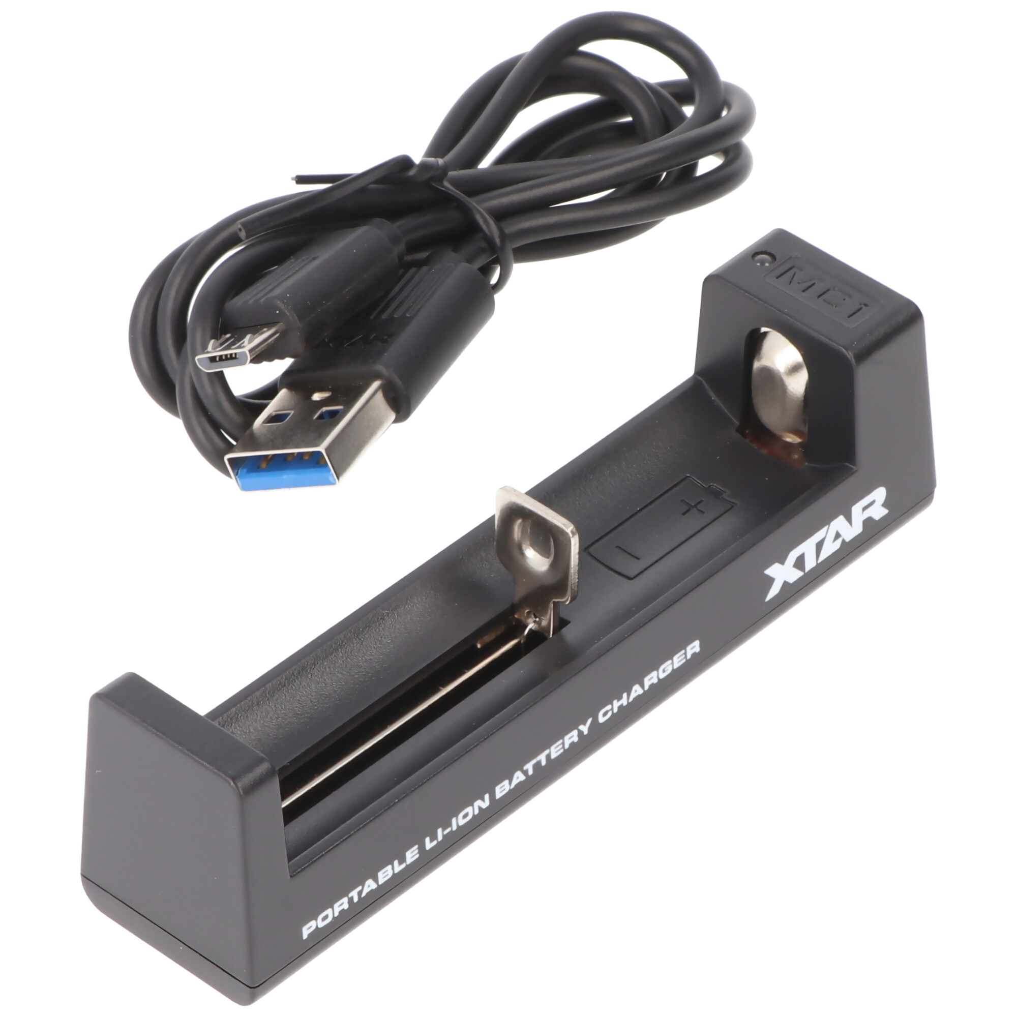 1-Schacht USB-Ladegerät mit bis zu 0,5Ah Ladestrom, Ladegerät mit Micro-USB Anschluss