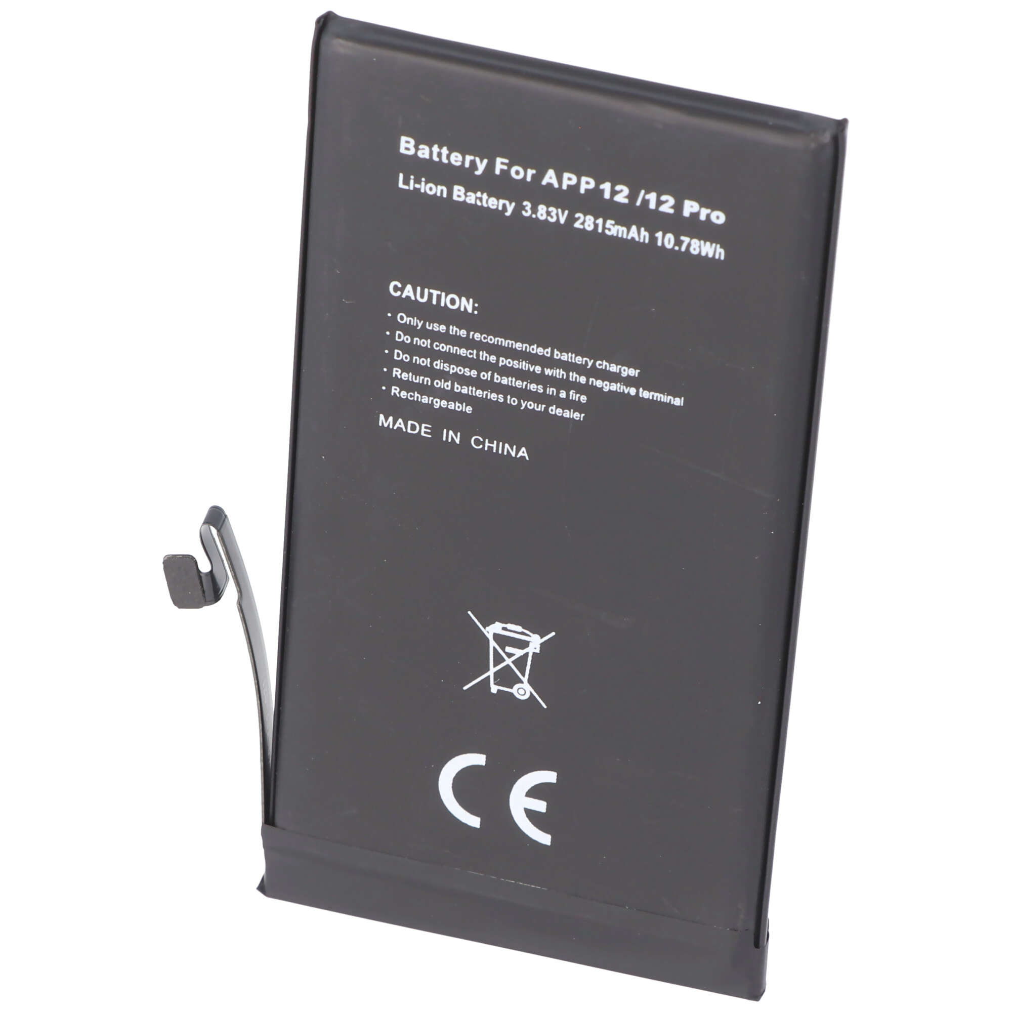 Akku passend für Apple iPhone 12/12 Pro, Li-Polymer, 3,83V, 2815mAh, 10,78Wh, built-in, ohne Werkzeug