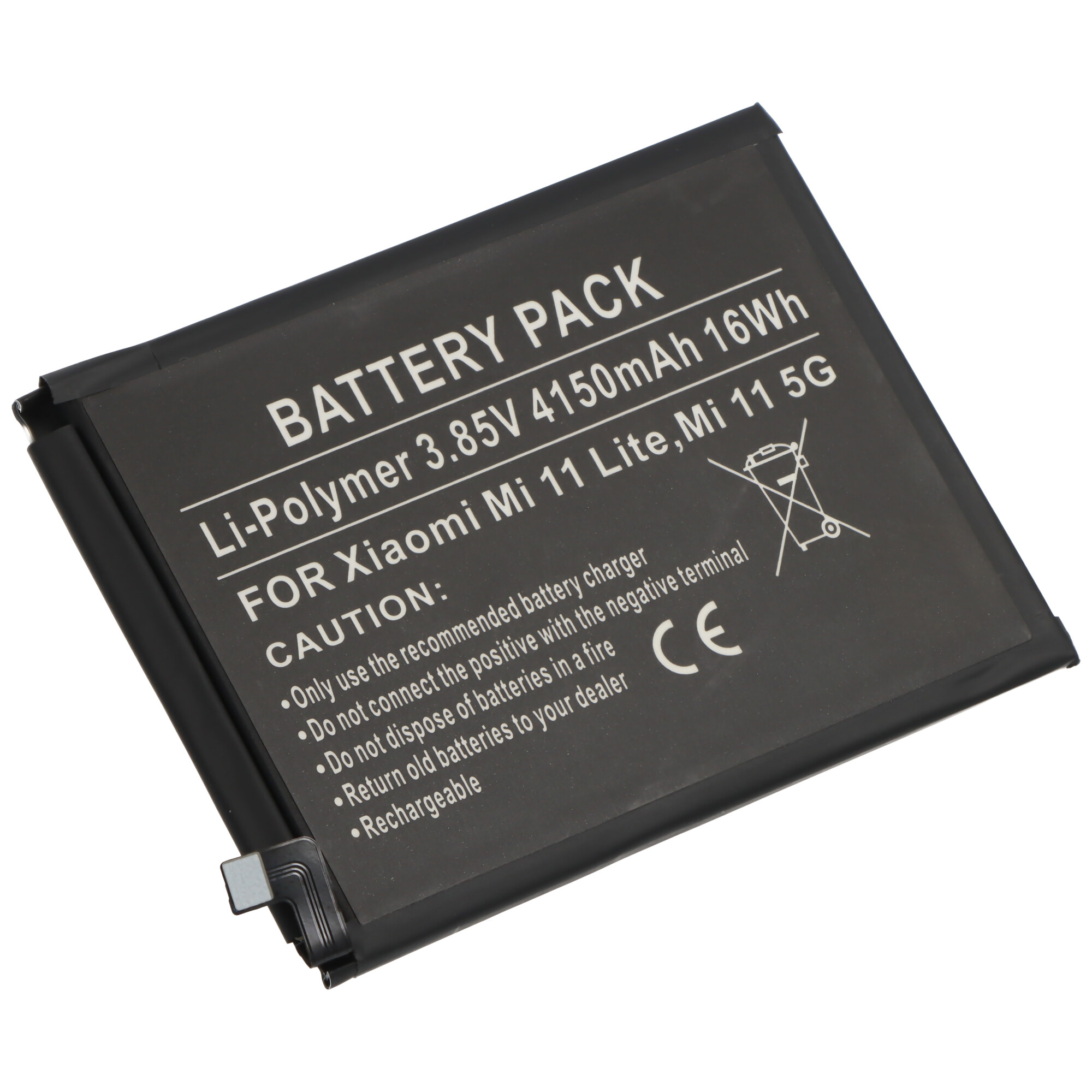 Akku passend für Xiaomi Mi 11 Lite, Mi 11 5G, Li-Polymer, 3,84V, 4150mAh