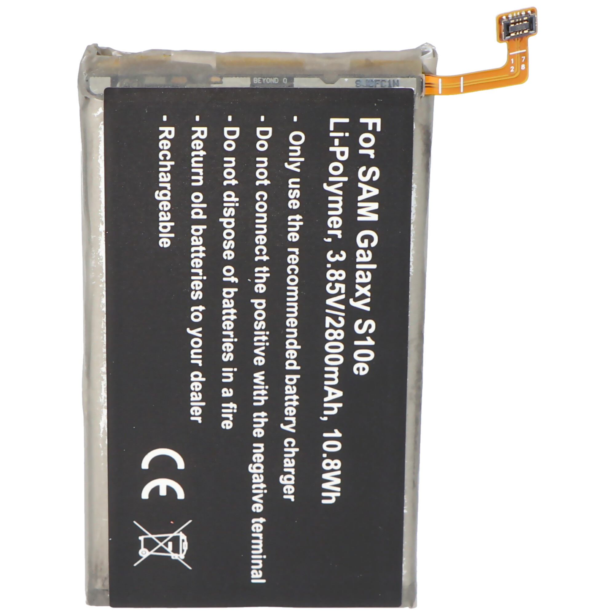 Akku passend für Samsung Galaxy S10e Li-Polymer 3,85V 2800mAh 10,8Wh built-in ohne Werkzeug