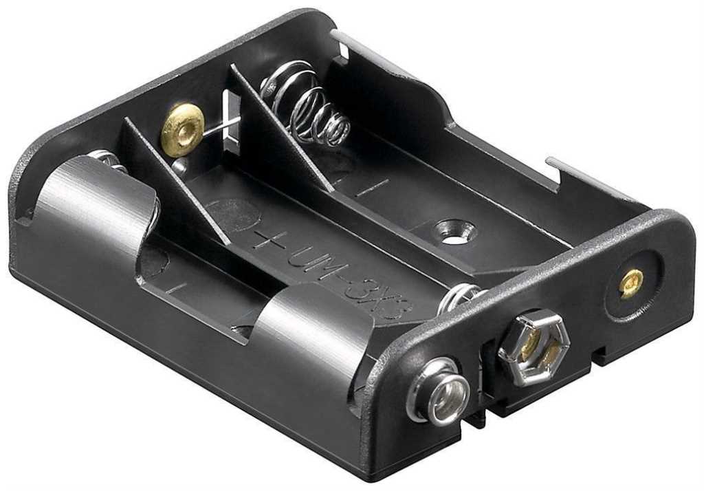 Batteriehalter für 3x Mignon mit Druckknopf – Batterie Halterung Elektronik (Kunststoff)