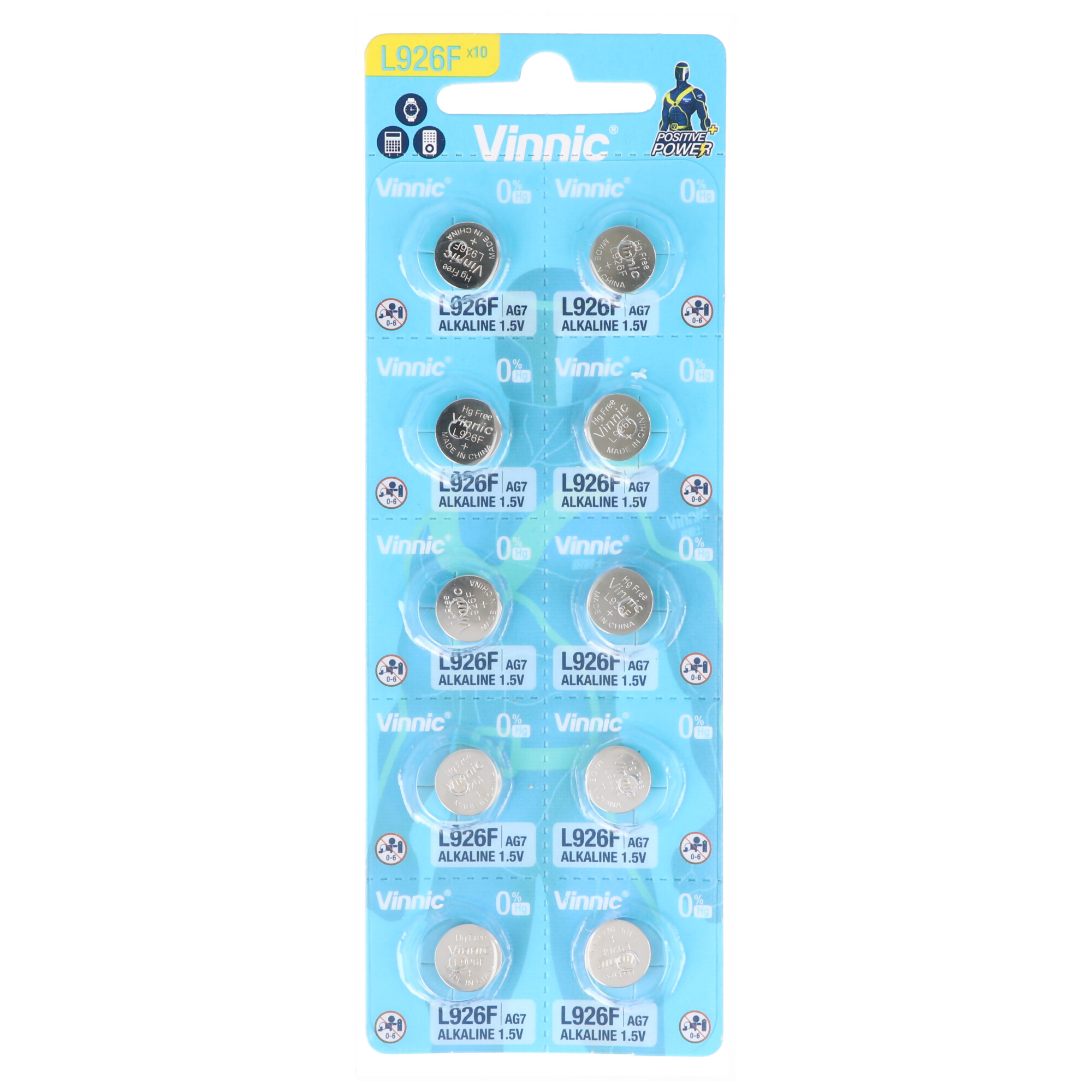 10 Stück Alkaline Batterie AG7, SR927SW, G7, LR57, LR927, SR57 Knopfzelle