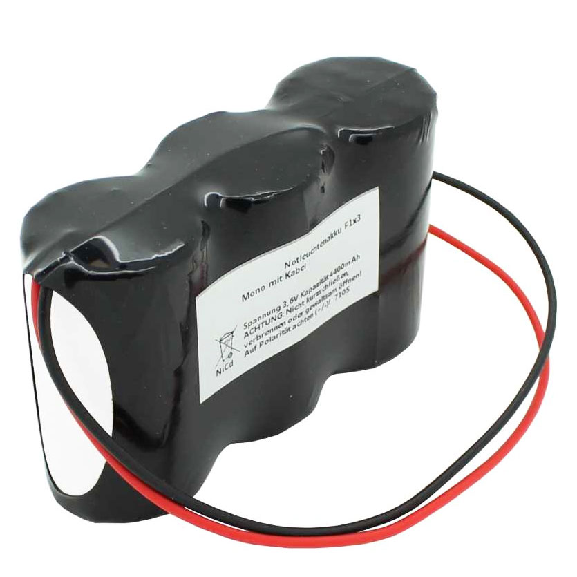 Ersatz-Akku, Notleuchtenakku NiMH 3,6V 4500mAh F1x3 Mono D mit 200mm Kabel einseitig ersetzt GAZ 5161000309