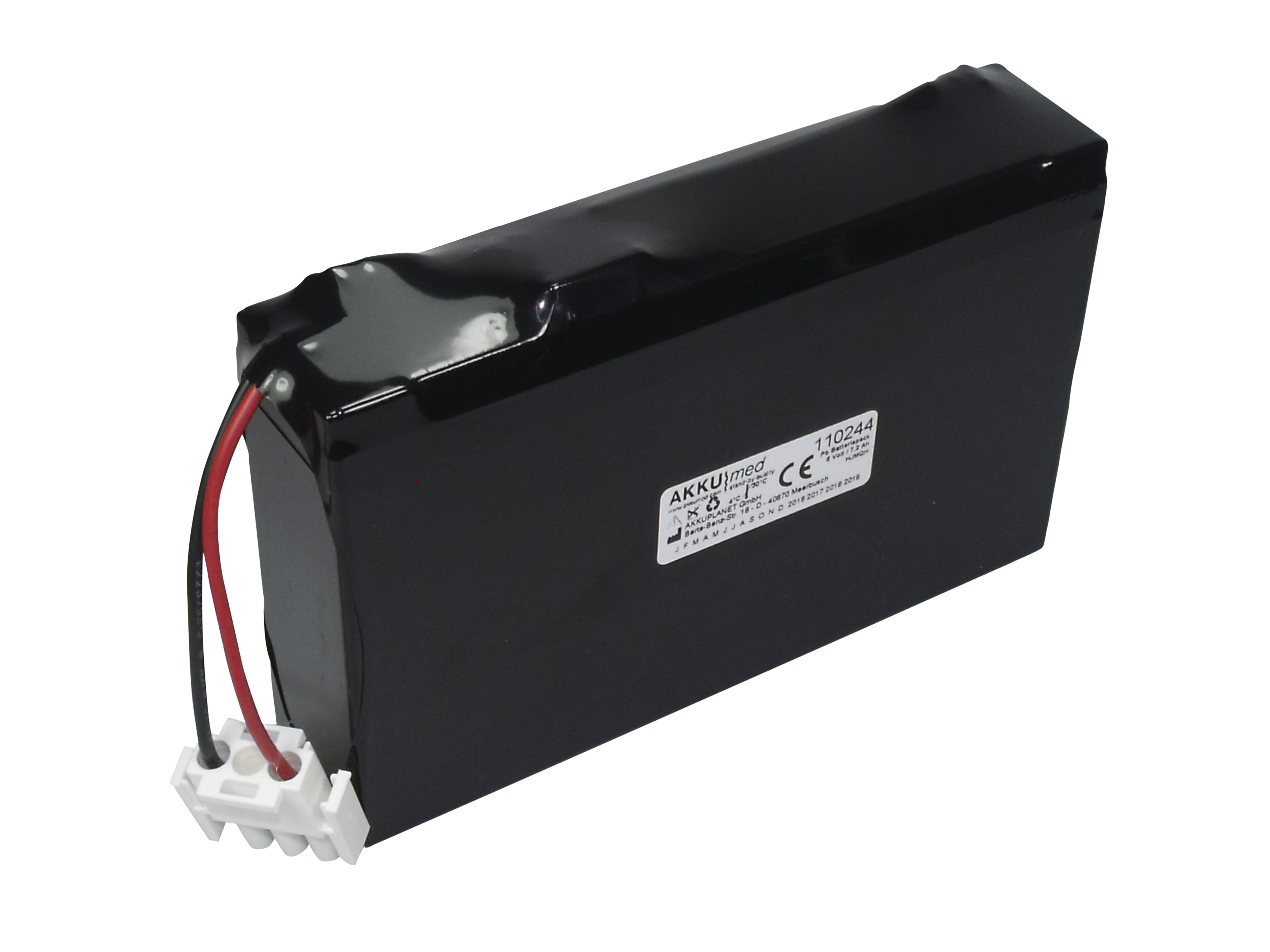 Blei Akku passend für HP/ Philips Pagewriter 100/ 200/ 300 i / 300 PI Serie/ M1770A, M1771A, M1772A Typ M2460A 6 Volt 7,2 Ah CE Konform