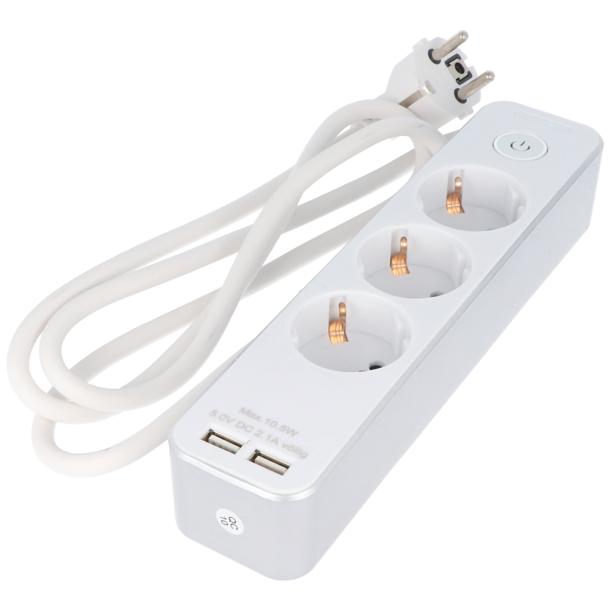 3-fach Steckdosenleiste mit Schalter und 2 USB Ports, zum Anschluss von bis zu drei Elektrogeräten und zwei USB-Geräten, mit Kindersicherung, Kabellänge 1,5m