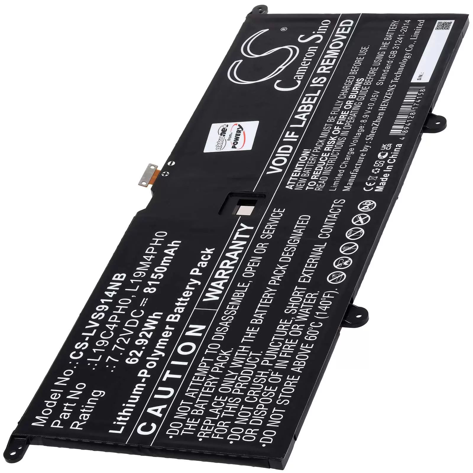 Akku passend für Laptop Lenovo Yoga Slim 9 14ITL5 82D1002VIV, Typ L19C4PH0 - 7,72V - 8150 mAh