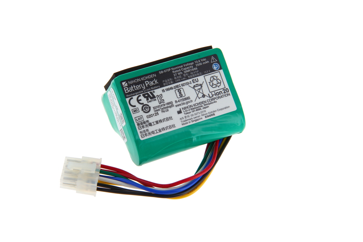 Original Li Ion Akku passend für Nihon Kohden Monitor CSM-1700 Serie, Ref. SB-970P - 10,8 V 2500 mAh 70,2x39x44,3 mm