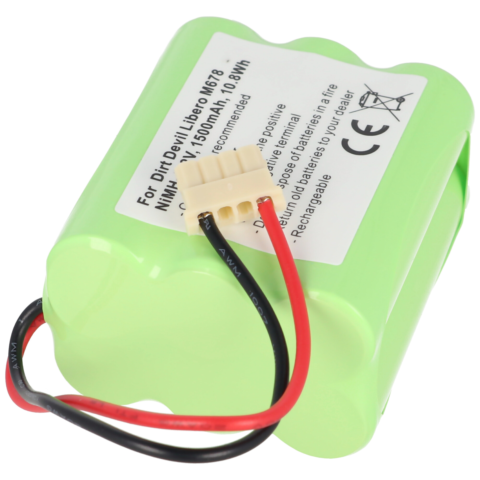 Akku passend für Dirt Devil Libero M678, EVO M678, Dirt Devil 0678004 7,2 Volt 1500mAh
