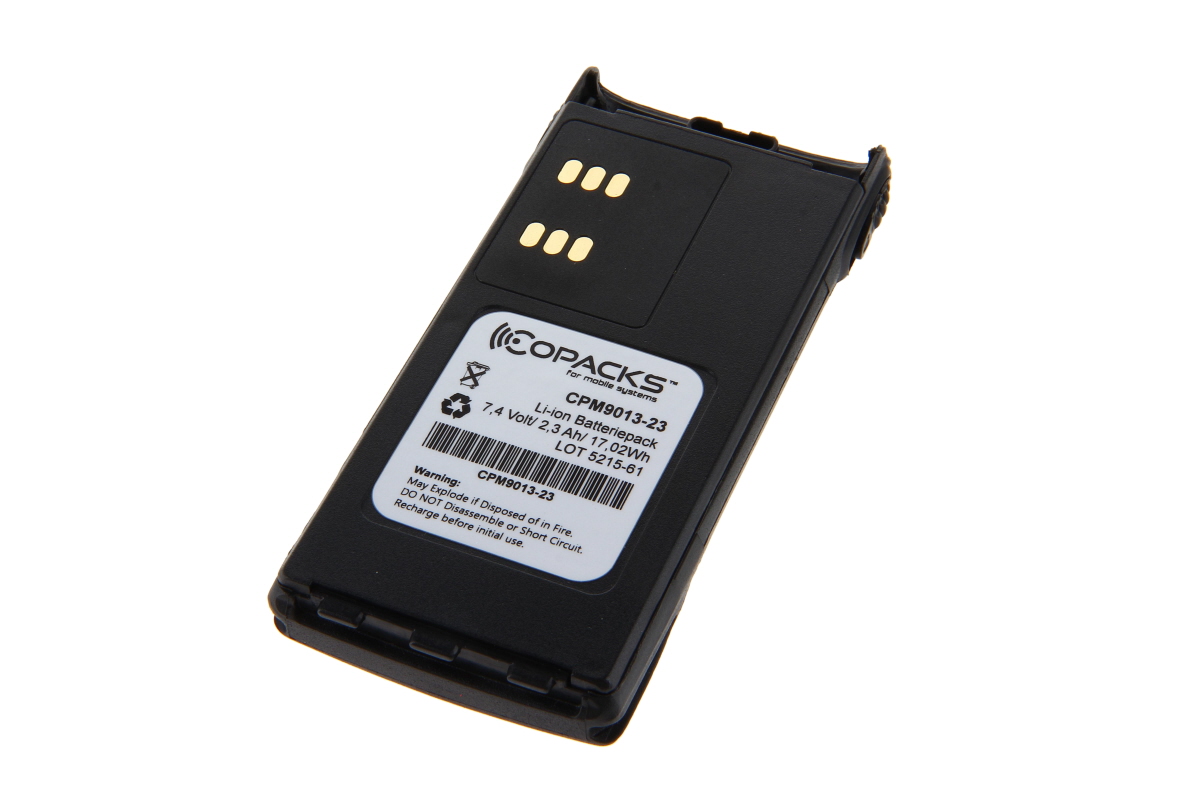 CoPacks Li-Ion Akku passend für Motorola GP320 GP360 GP380 Typ PMNN4158AR - 7,4 V 2300 mAh 124x57x18 mm