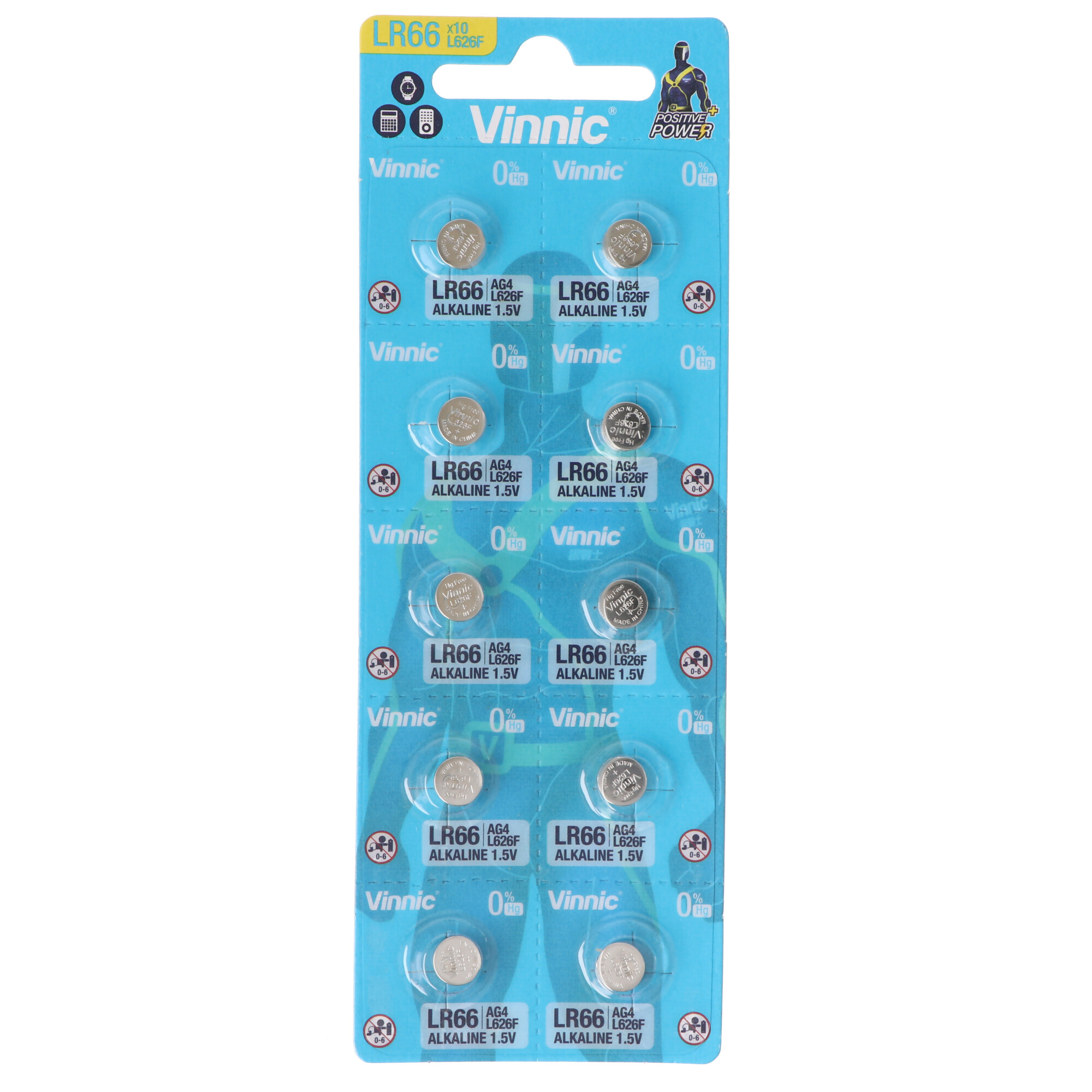 10er Set AG 4 Batterie, LR66, L626F, V376, V377 Knopfzelle LR626 Batterien, 1,5V typisch 18mAh