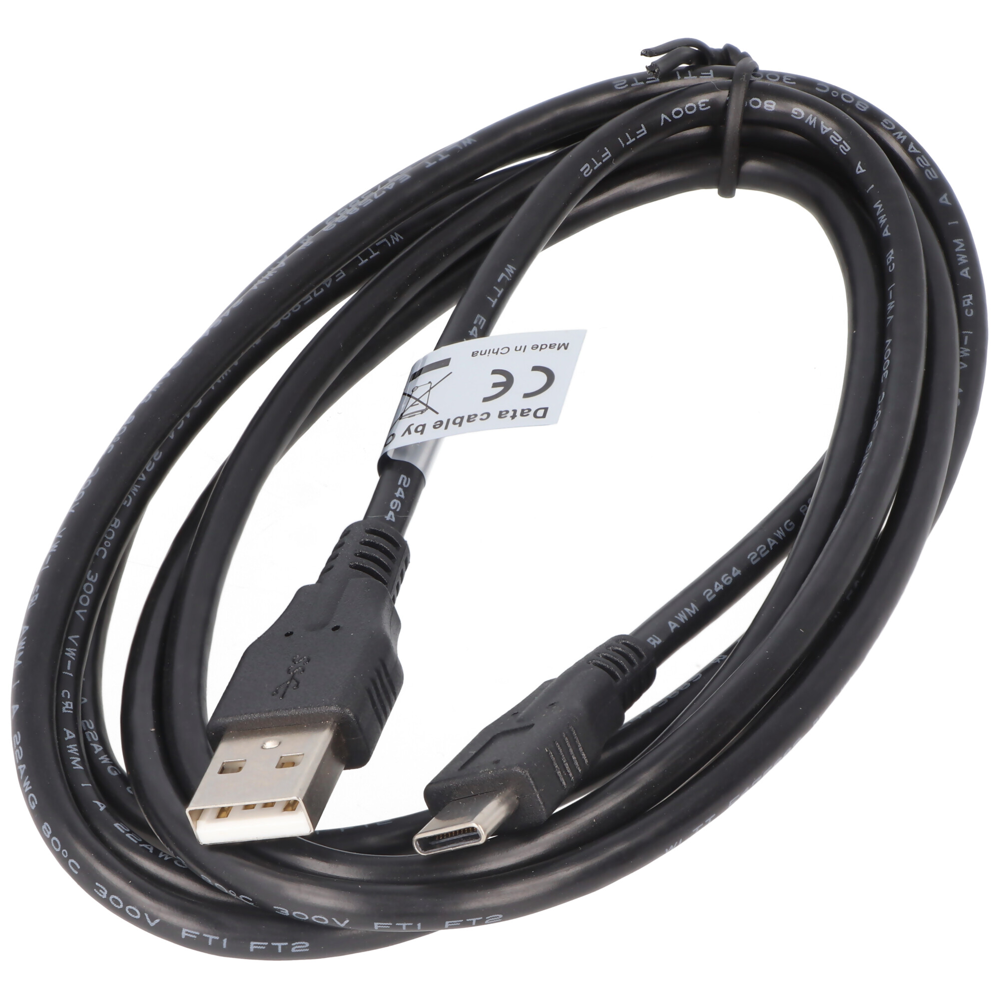 AccuCell Datenkabel - USB Type C (USB-C) Stecker auf USB A (USB-A 2.0) Stecker - 1,8m