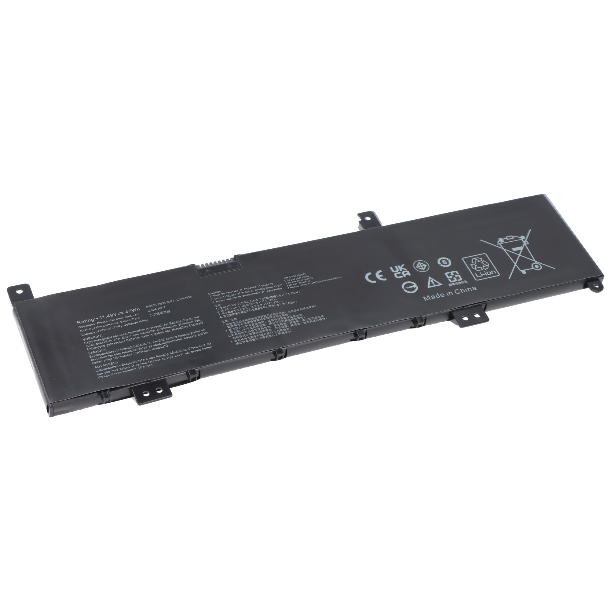 Akku passend für ASUS Vivobook Pro 15 N580, C31N1636, Li-Polymer, 11,49V, 4050mAh, 47Wh