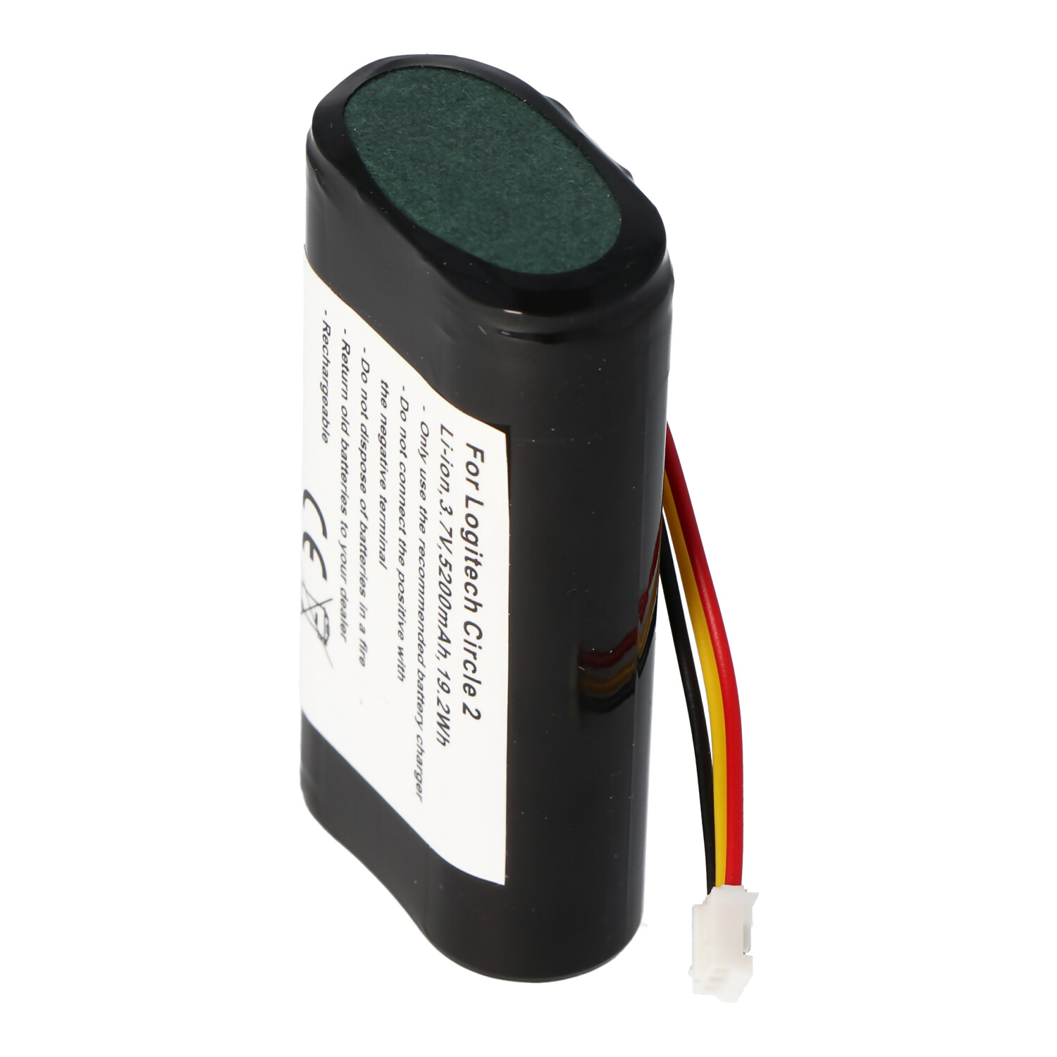 Akku passend für Logitech Circle 2, Li-Ion, 3,7V, 5200mAh, 19,2Wh