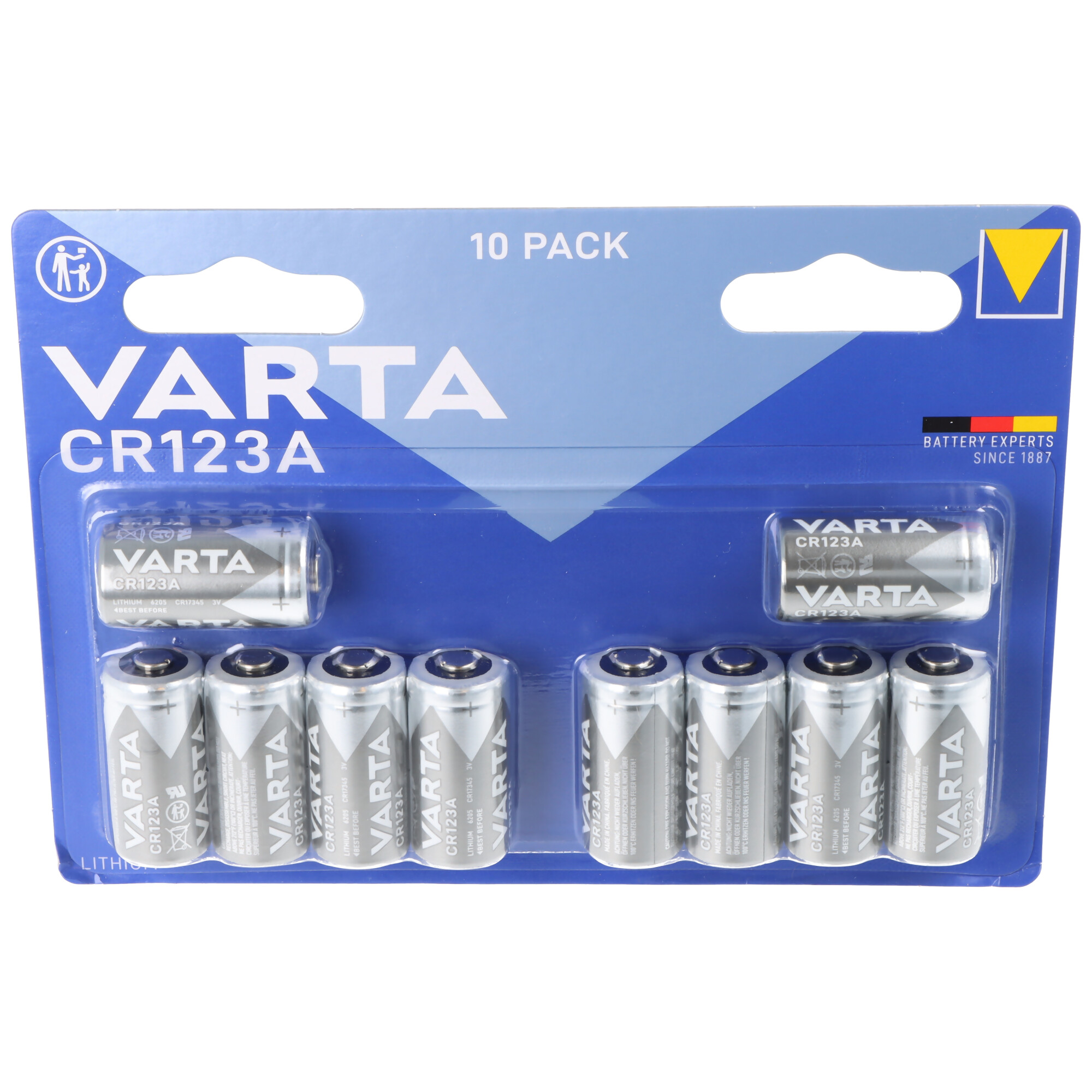 Varta Batterie Lithium, CR123A, 3V Photo, Retail Blister (10-Pack)