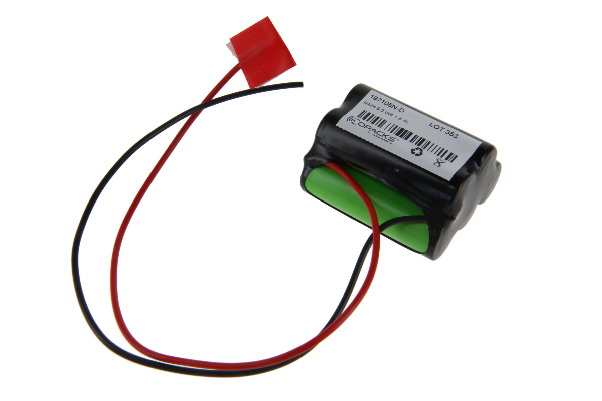 CoPacks NiMH Akku Not- und Sicherheitsbeleuchtung - AA-Size - 6,0 V 1800 mAh 50x43x27 mm (offenes Kabelende)