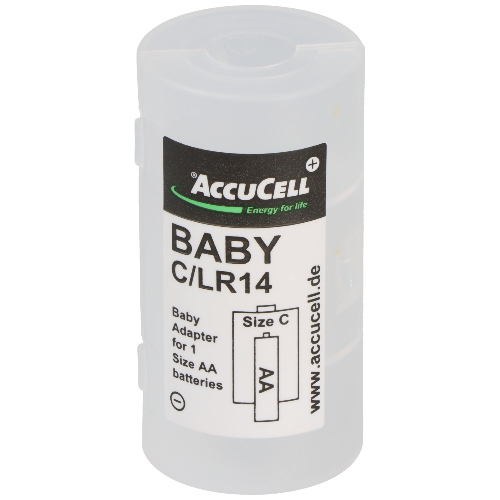 Universal Baby C Adapter für je 1x Mignon/AA auf Größe Baby, C, LR14, FR14 – Batteriehalter AA Mignon (Kunststoff)