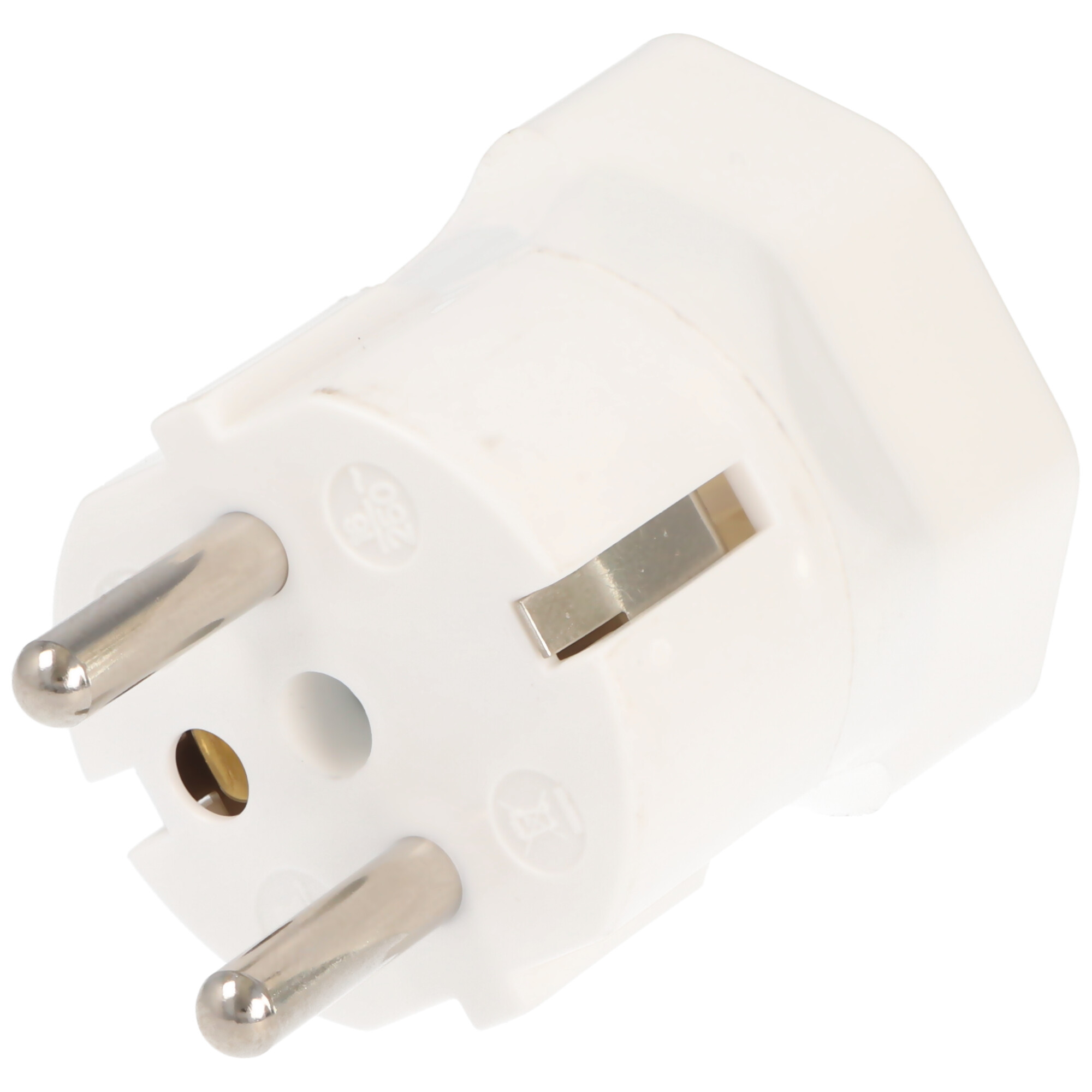Schweiz-Adapter weiss vom schweizer Stecker 3pin auf Schukokupplung 2pin mit Erdleiter und 10A